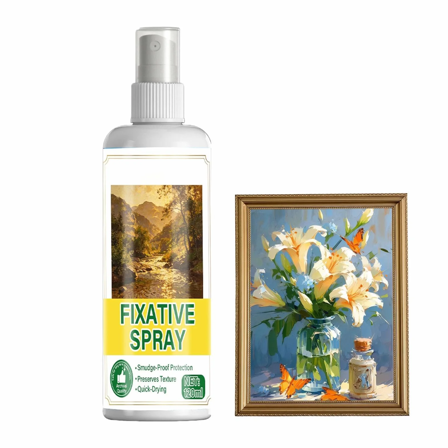 Fixative Spray - Lakier 120ml | Fixative do Rysunków Ołówkiem - do Malowania Rękodzieła Sztuki Tapet Akryli Gwaszu Węgla Olejów