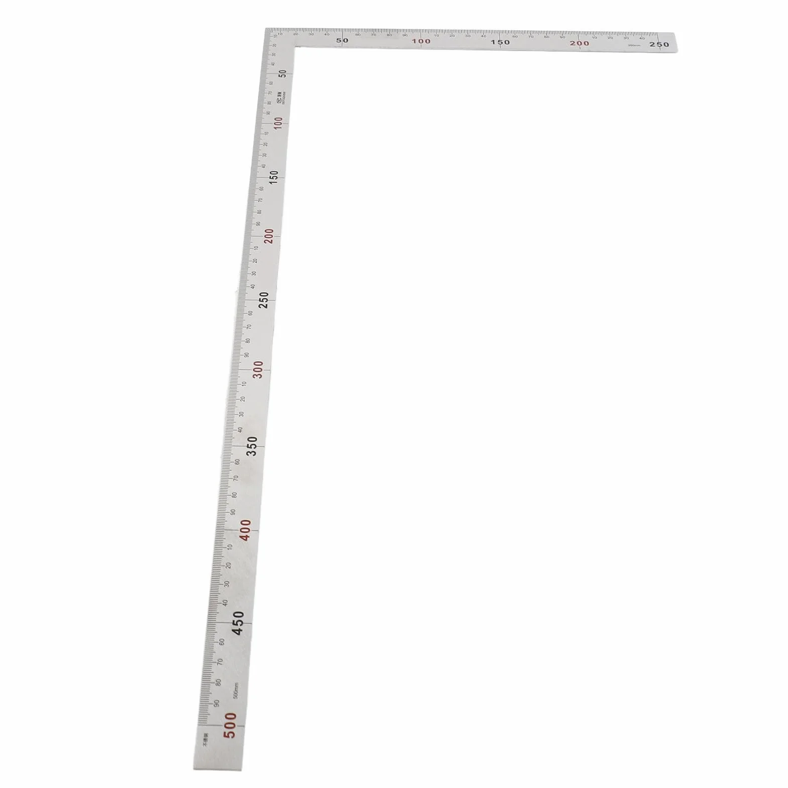 Oumefar Kadrowanie Kwadrat, Stal Nierdzewna 90 Stopni Linijka Kątowa Pomiar Kwadratowe Narzędzie Stolarz Kwadratowy, Metalowy Kształt Litery L Kwadratowa Linijka(500mm*250mm)
