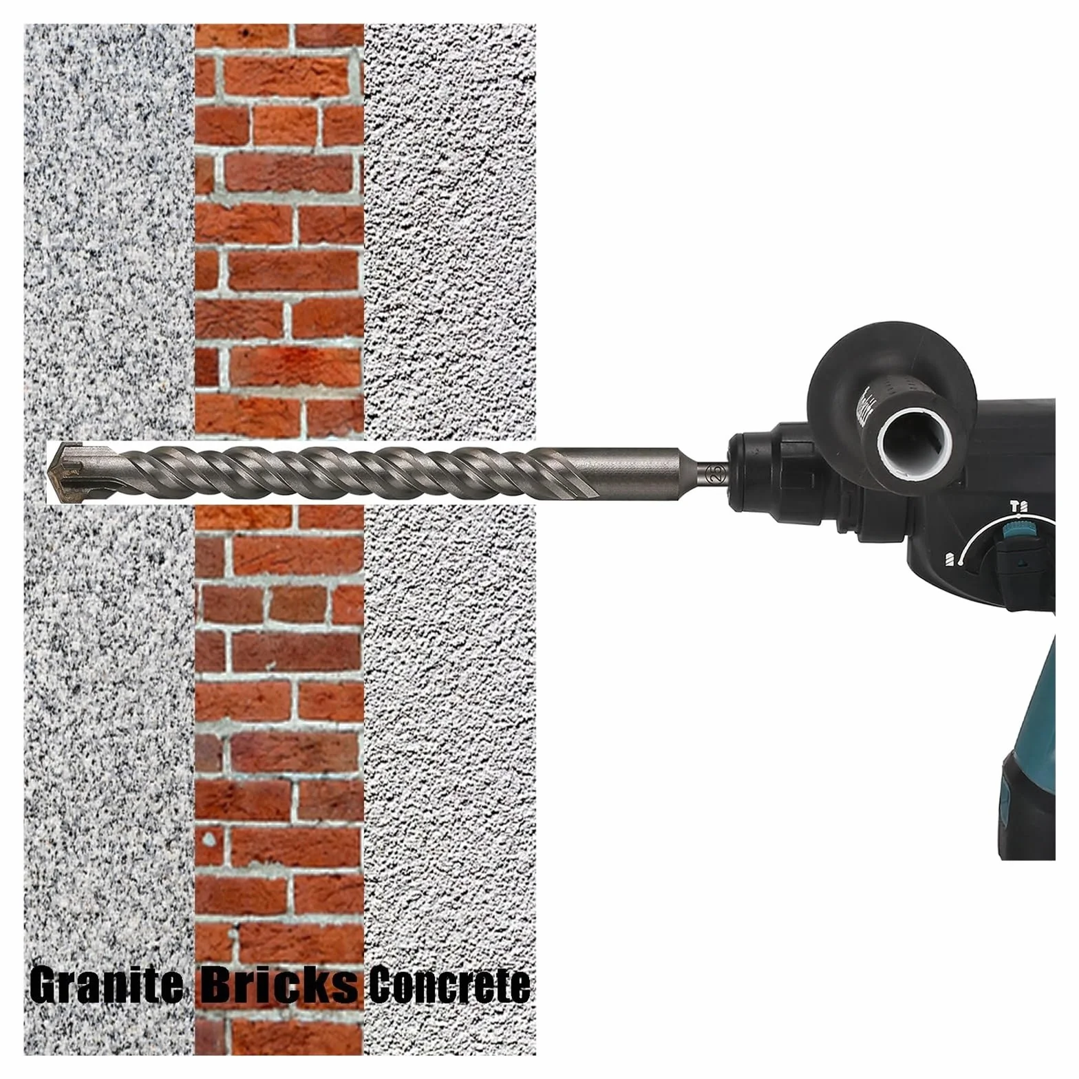 1 szt. Beton SDS Plus 8-30mm głowica tnąca podwójny młotek ślimakowy 400mm blok ceglany ścienny młotek elektryczny wiertło do muru(400mmX26mm)
