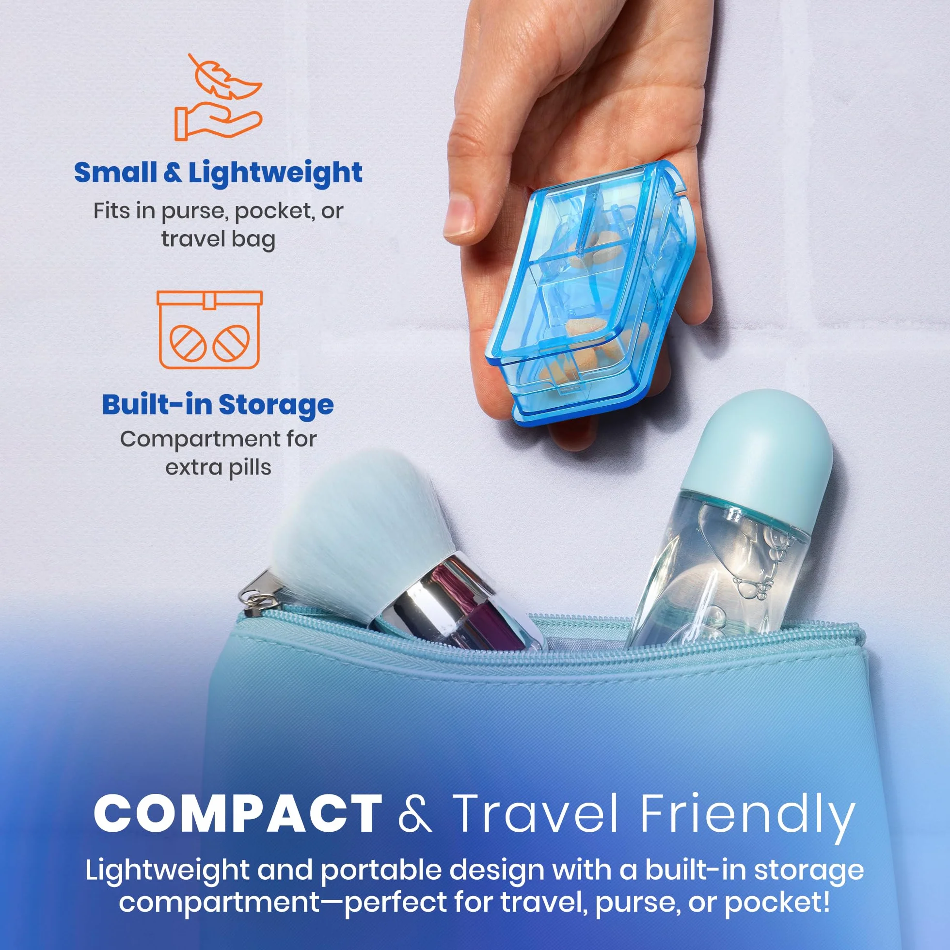Pill Cutter V-Grip Pill Crusher i Cutter do witamin Big & Small Pills przezroczysty Pill Splitter z Case