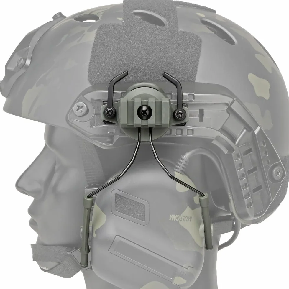 2PCS ARC Rail Suspension Headset Bracket Ear Muff Adapter For Tactical Helmets – Tool-Free Mount On FAST Helmet