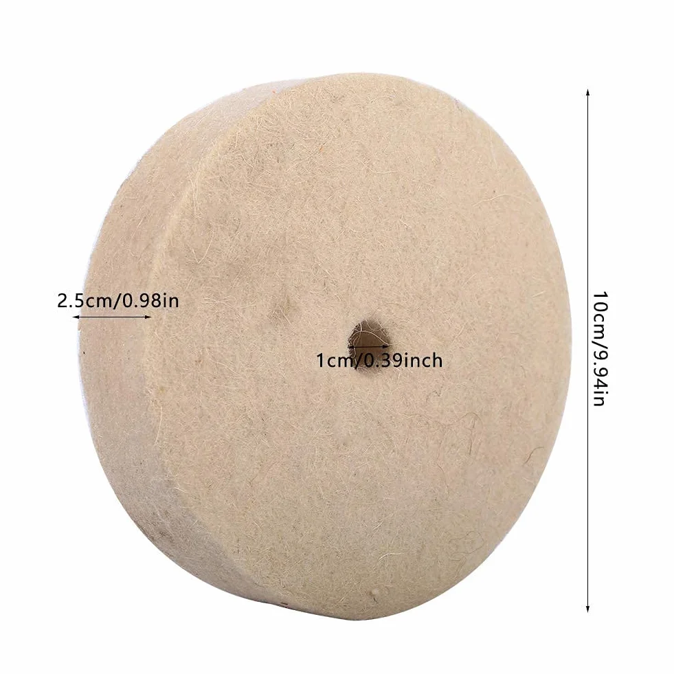 4 szt. Filcowa tarcza polerska Polerowanie wełny Tarcza polerska Szlifowanie okrągłe koło Miękka filcowa podkładka polerska 100x25mm beżowa