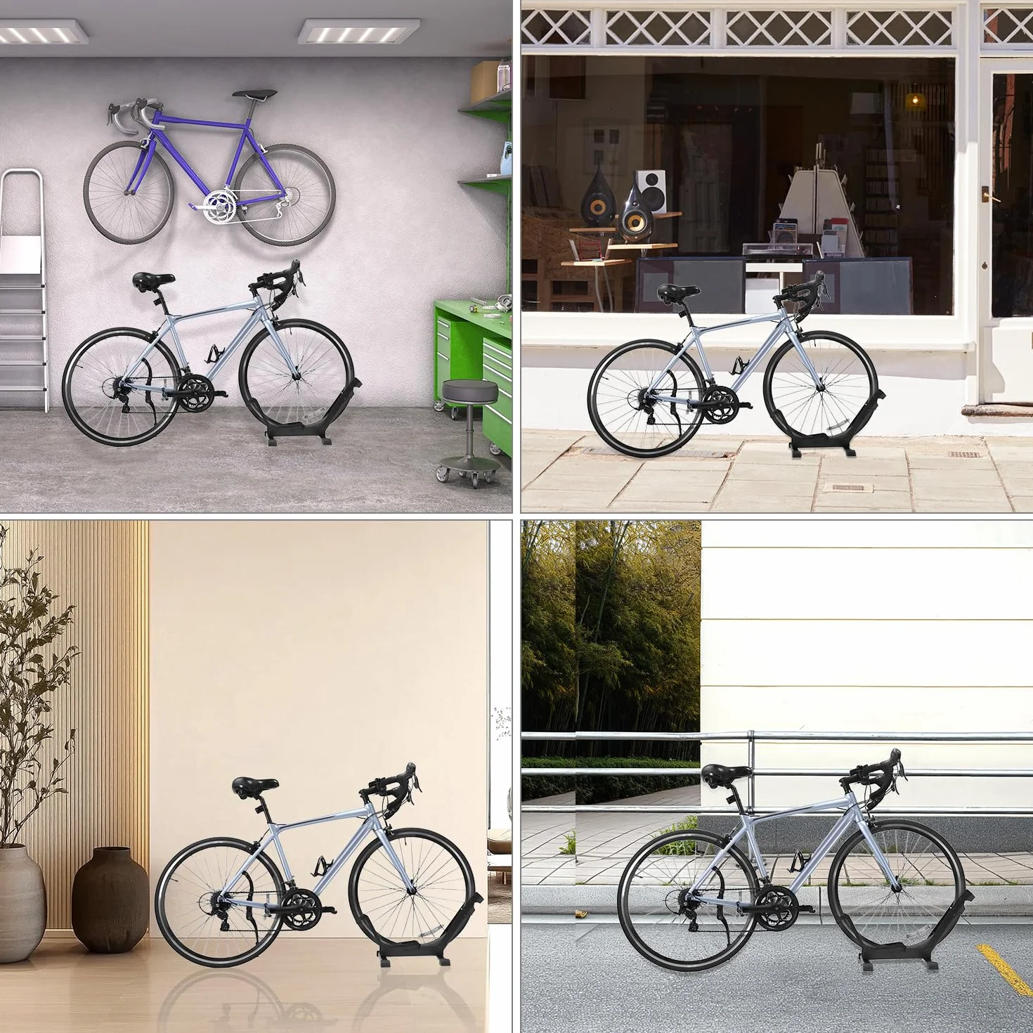 QWORK Wolnostojący stojak na rowery, składany uchwyt rowerowy 20-29 cali, do garażu i sklepu rowerowego