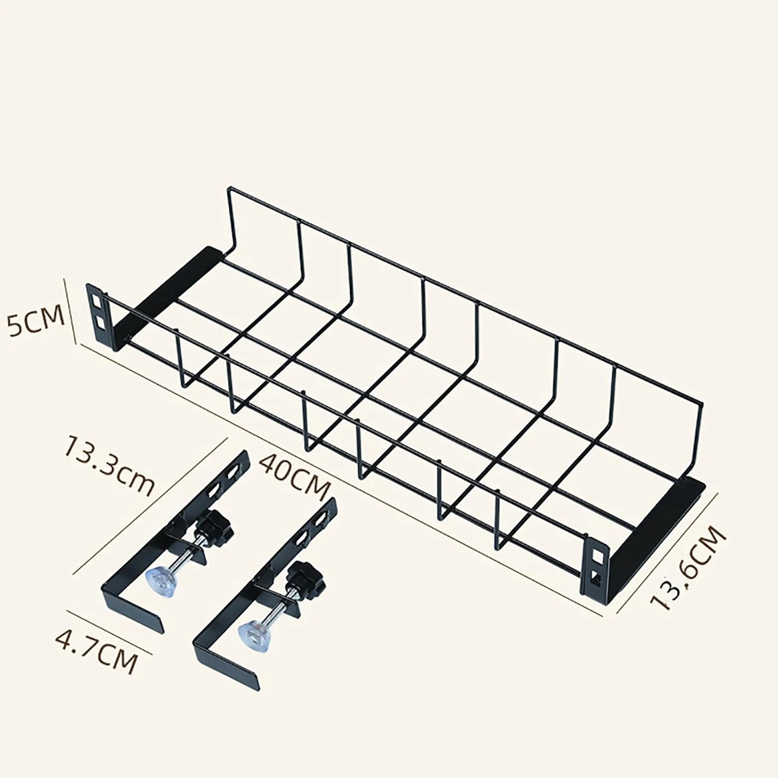 Taca do zarządzania kablami pod stołem półka biurowa organizer na kable wisząca półka organizer pod biurkiem organizer na kable