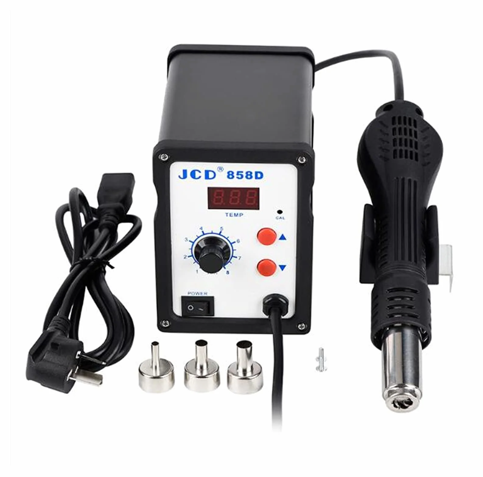 Stacja lutownicza, JCD. Stacja lutownicza Hot Air 858D 11 0 V 220 700W LED Digital Heat Lutownia do spawania SMD. Lutownica