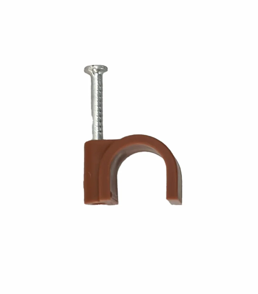 Brązowe okrągłe klipsy kablowe (10 mm)