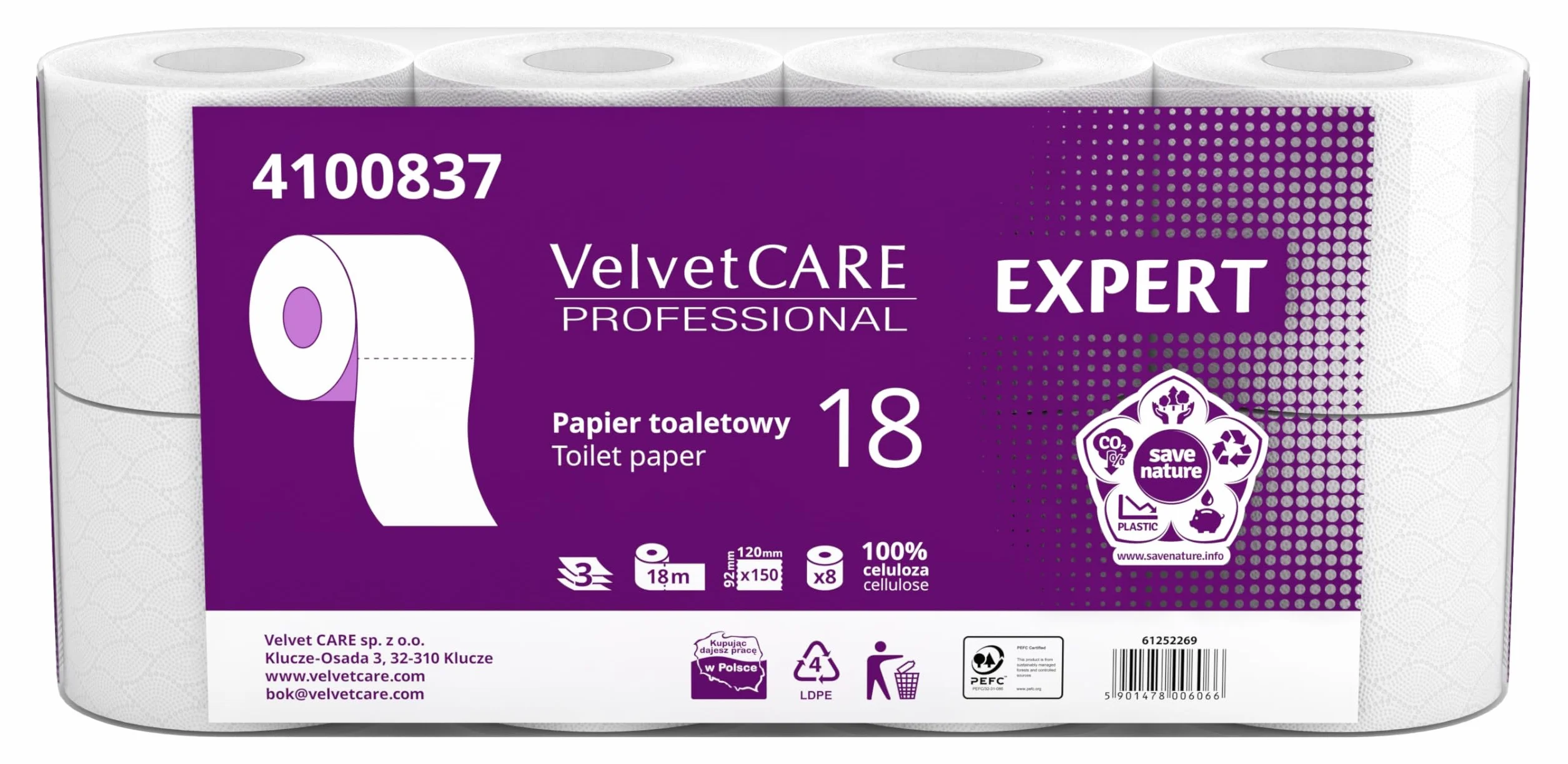 Papier toaletowy VELVET EXPERT 1 opak. 8x18m|3-war|celuloza