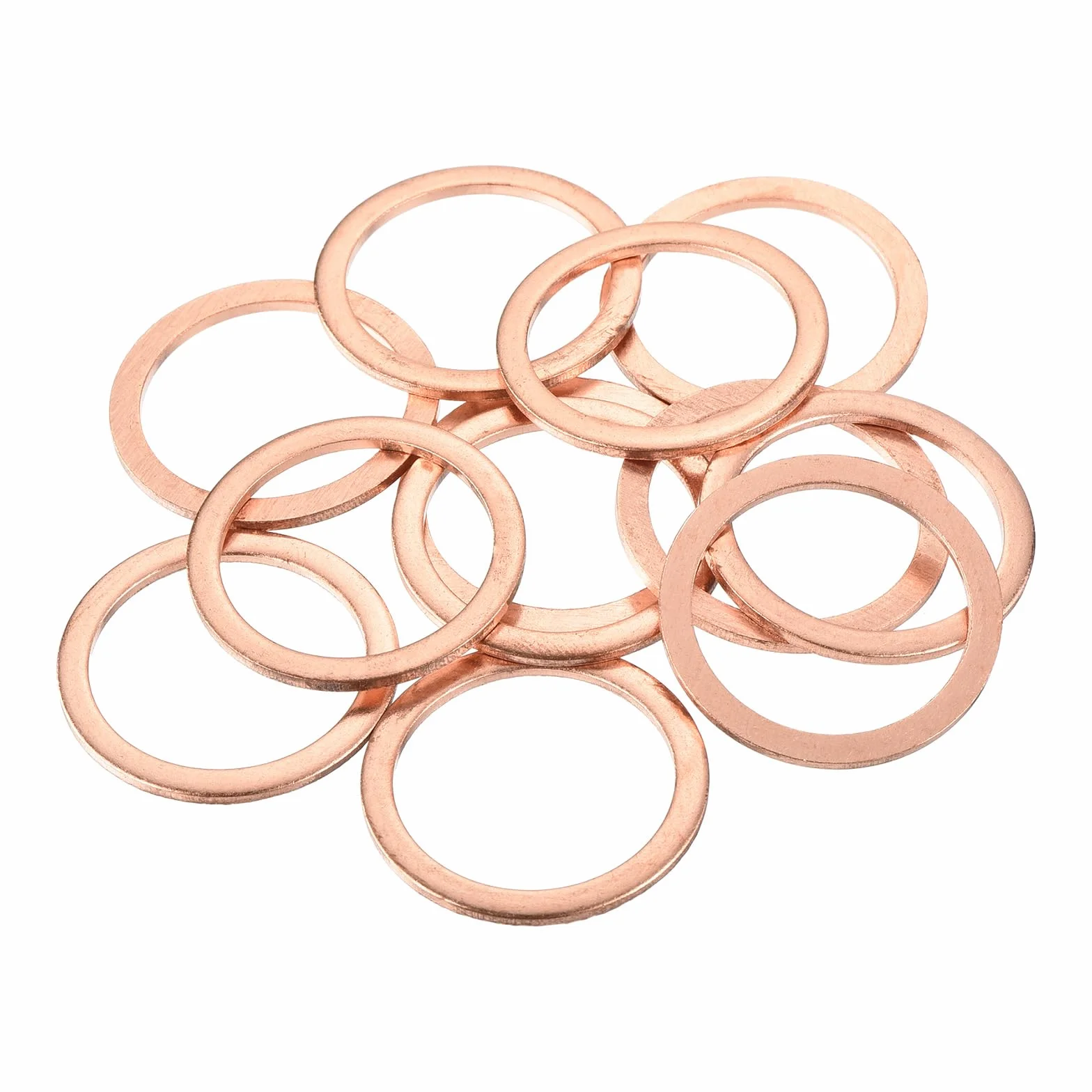 QUARKZMAN 12 sztuk płaskich uszczelek miedzianych, 24 x 30 x 1,5 mm, miedź, ulepszone, płaskie, metryczne uszczelki uszczelniające do armatury hydraulicznej, śruby, nakrętki, naprawy elektroniki