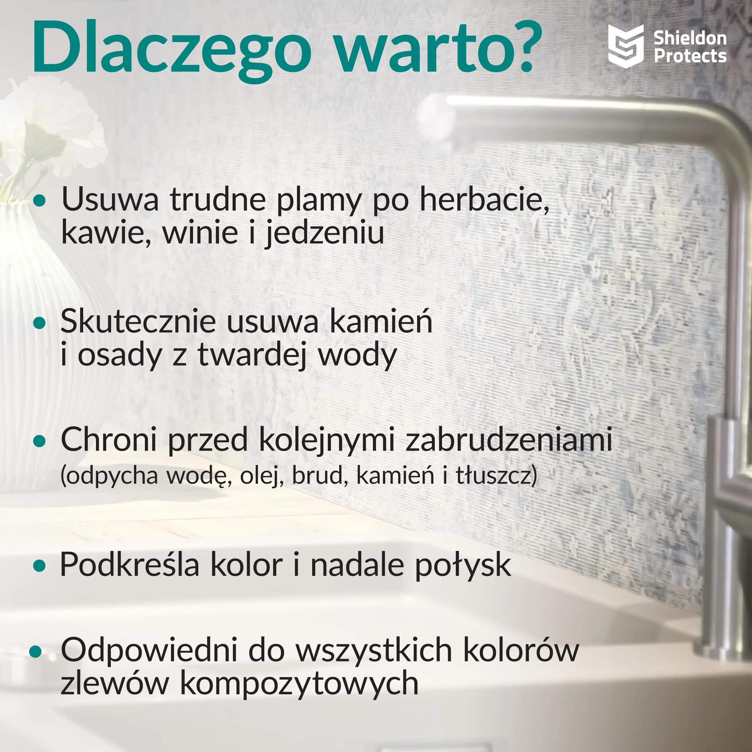 Shieldon Protects Sink Restorer - Zestaw do czyszczenia i renowacji zlewu granitowego, 3-etapowy system - silny środek do czyszczenia, odkamieniacz, impregnat + ściereczka z mikrofibry i 2 gąbki