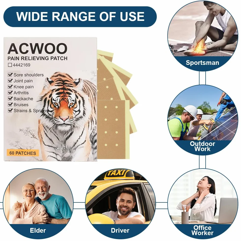 ACWOO plastry rozgrzewające na plecy szyję ramiona 60 sztuk samoprzylepne przeciwbólowe poduszka termiczna