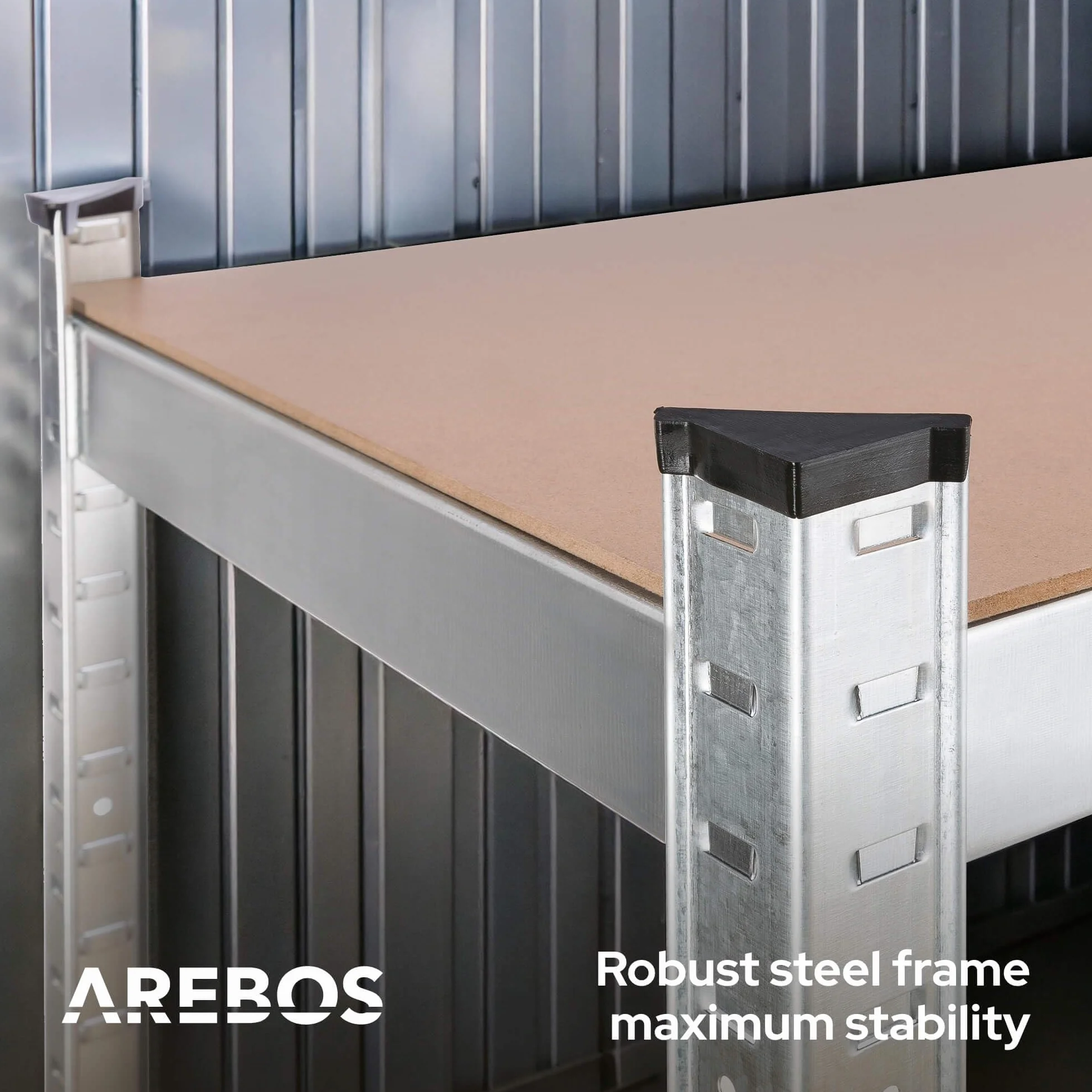 Arebos Regały 2X do dużych obciążeń 180x90x40 | 875 kg nośności | 0,63 mm | 5 płyt MDF Regał magazynowy Regał piwniczny Regał bezśrubowy Regał warsztatowy