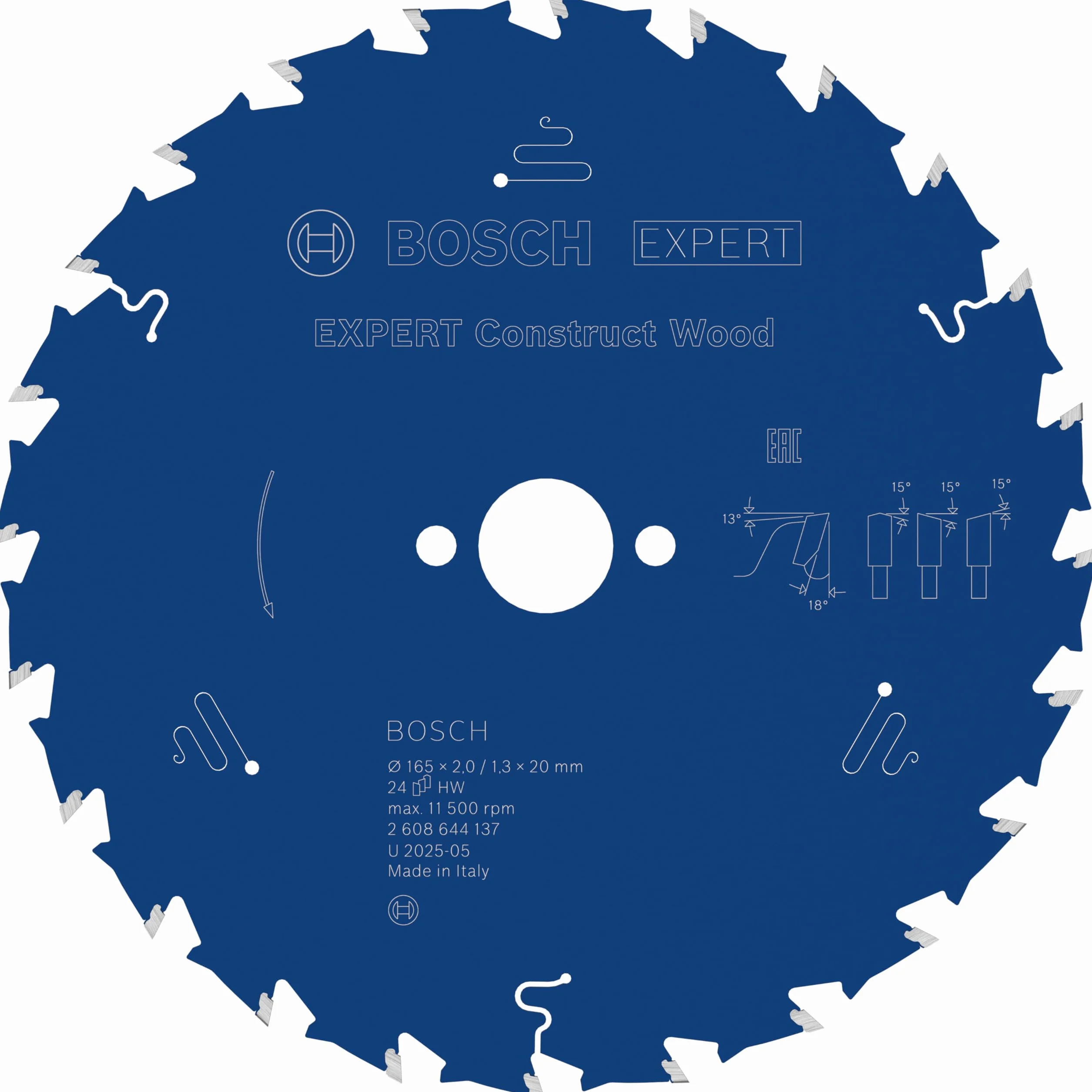 Bosch Professional Brzeszczot do piły tarczowej Expert for Construct Wood (drewno, 165 x 20 mm, 24 zęby, akcesoria do piły tarczowej)