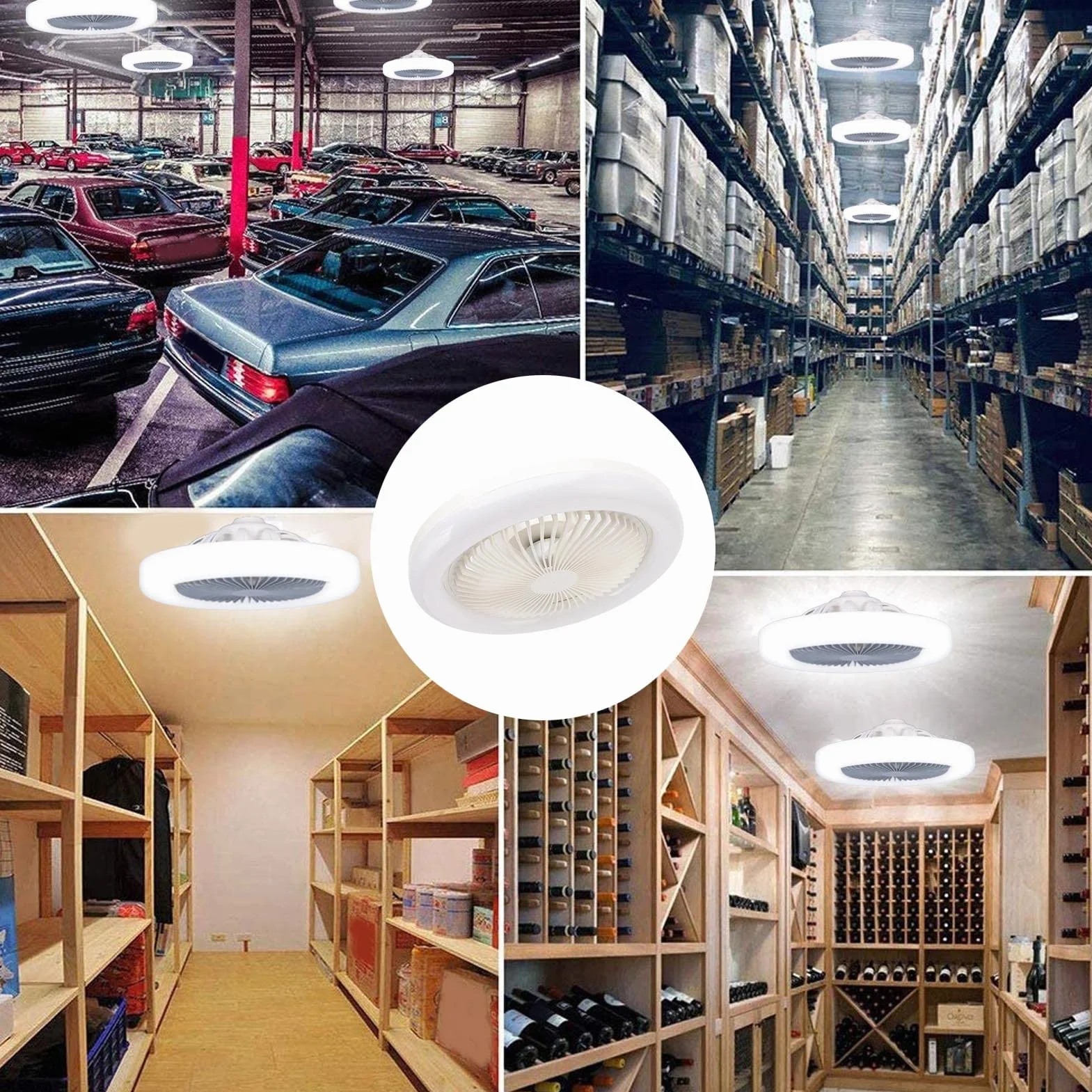 Sufitowa z Wentylatorem, Oświetlenie Wentylatora Sufitowego, Wentylator Sufitowy z Oświetleniem Podstawa Konwertera E27 z Pilotem do Sypialni Salon Cichy AC85-265V 9,8 Cala