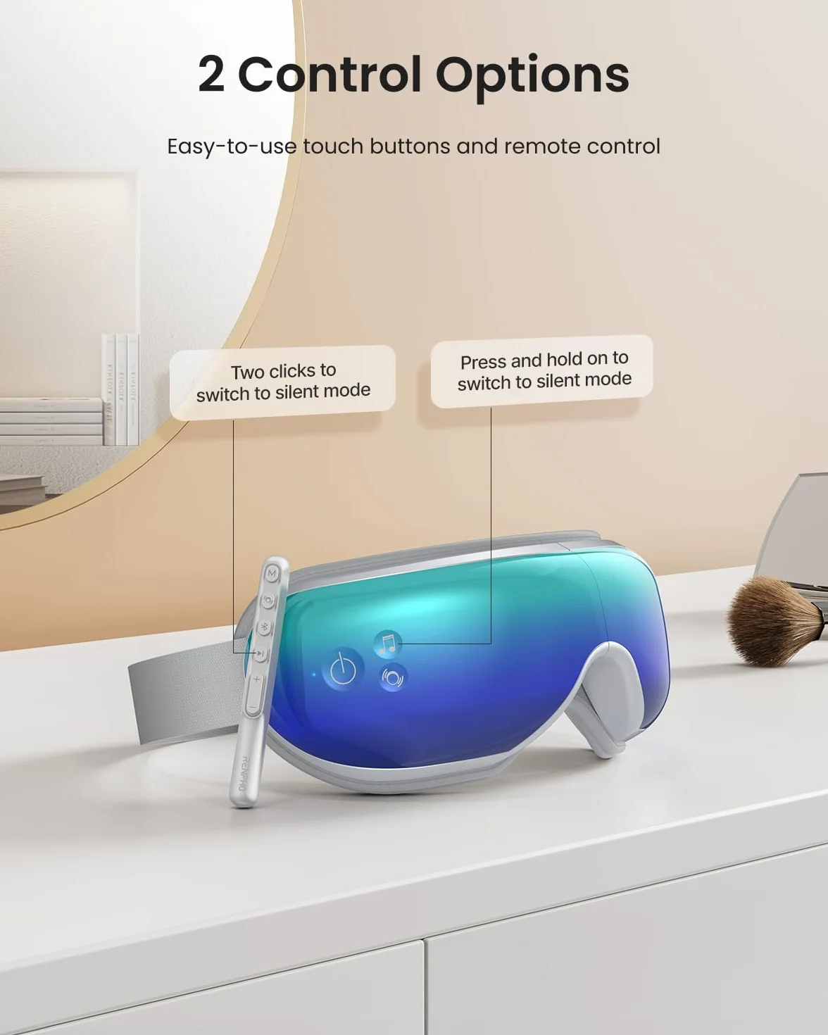 RENPHO Eyeris 1 masażer oczu z pilotem zdalnego sterowania ciepłem kompresja Bluetooth ładowalny