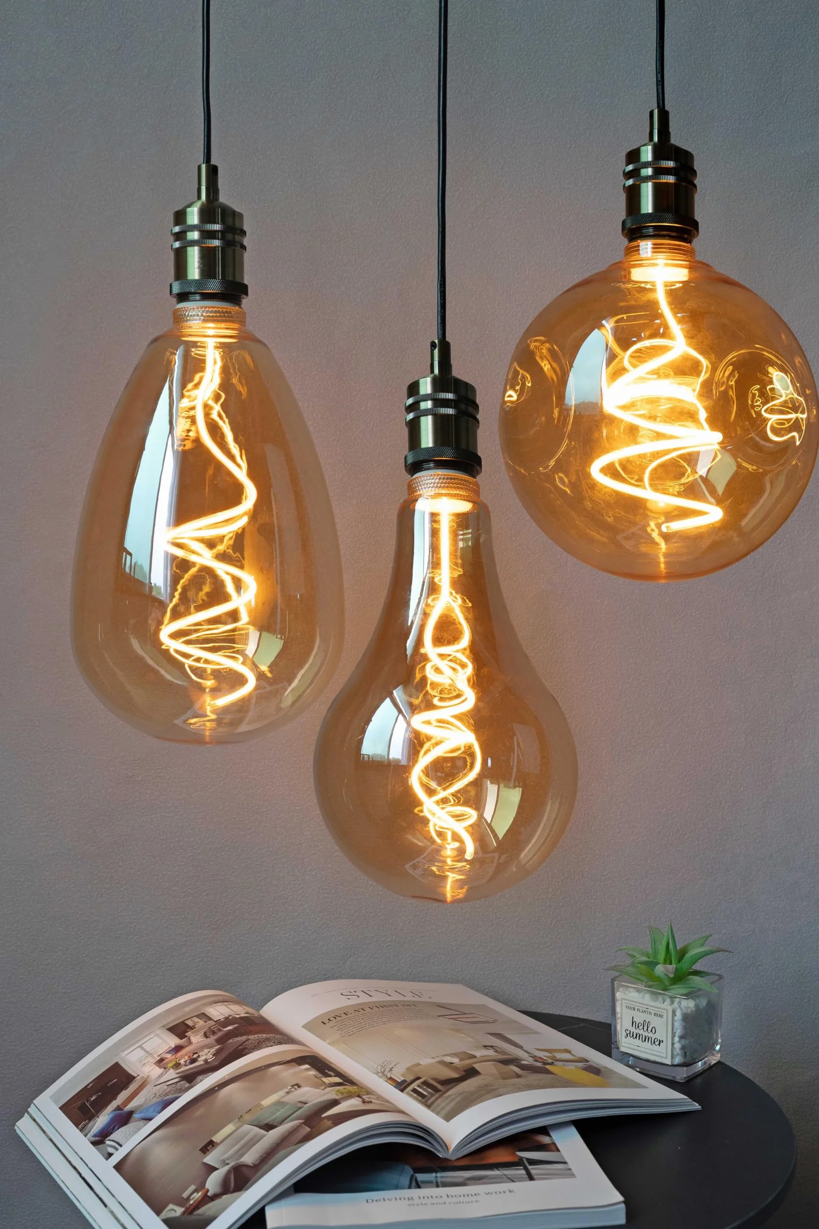 greenandco 4 x żarówka LED w stylu vintage do nastrojowego oświetlenia | ściemniana | E27 G125 | 4,9 W 200 lm | złota | 1800 K ekstra ciepła biel | 320° | 230 V | bez migotania