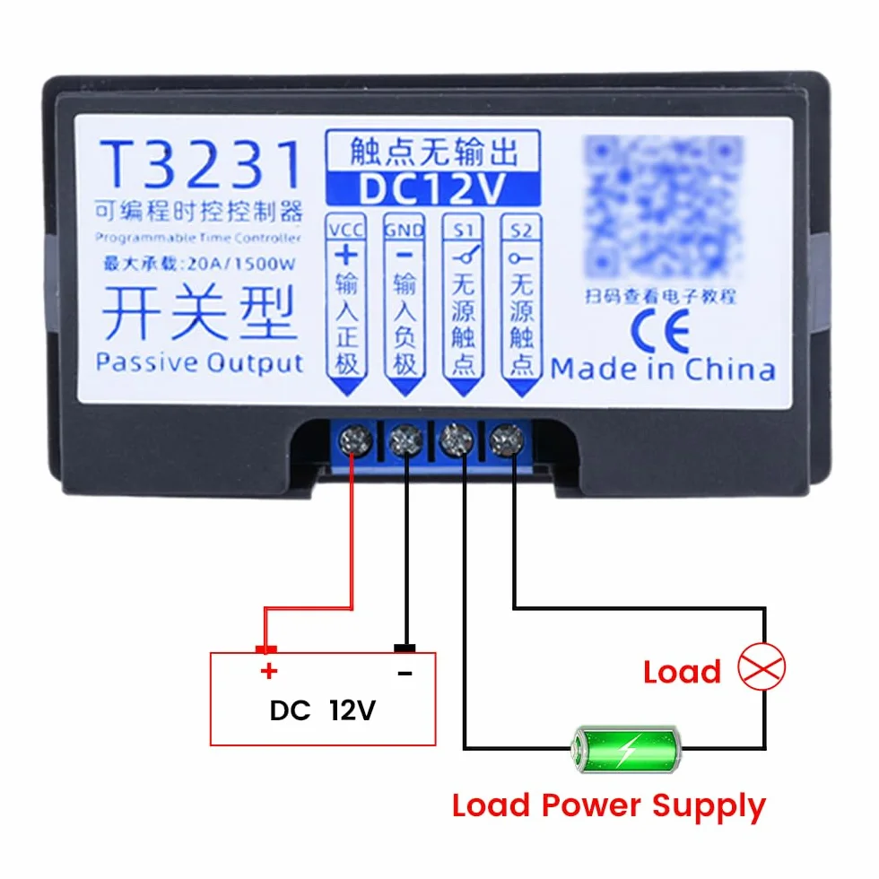 Moduł przekaźnika opóźnienia czasu,Cyfrowy przekaźnik czasowy DC 12V z podwójnym wyświetlaczem LCD