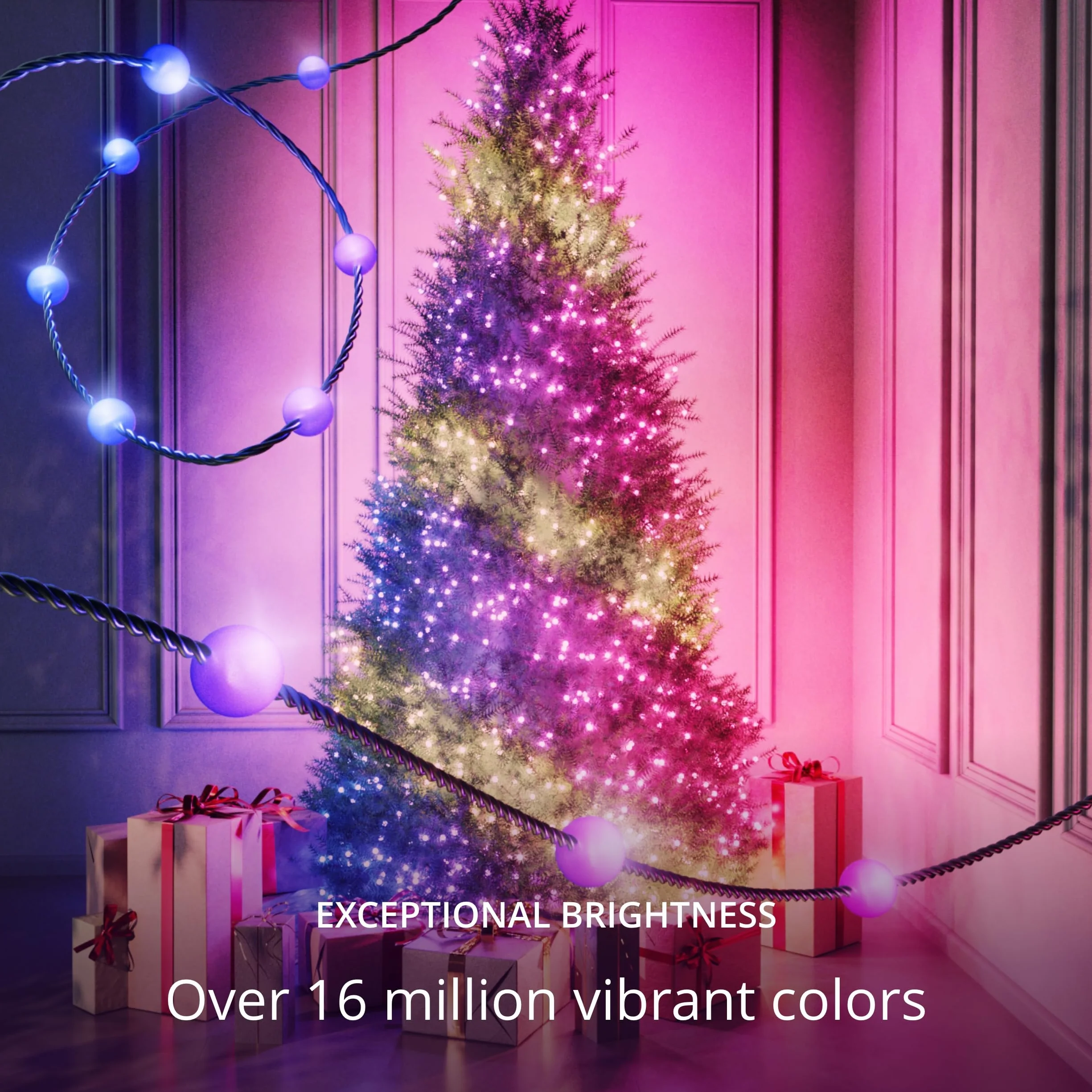 Twinkly Struny USB-C Pearls 100 diod LED RGB świąteczne lampki kompatybilne z Alexą Google Home 6 m