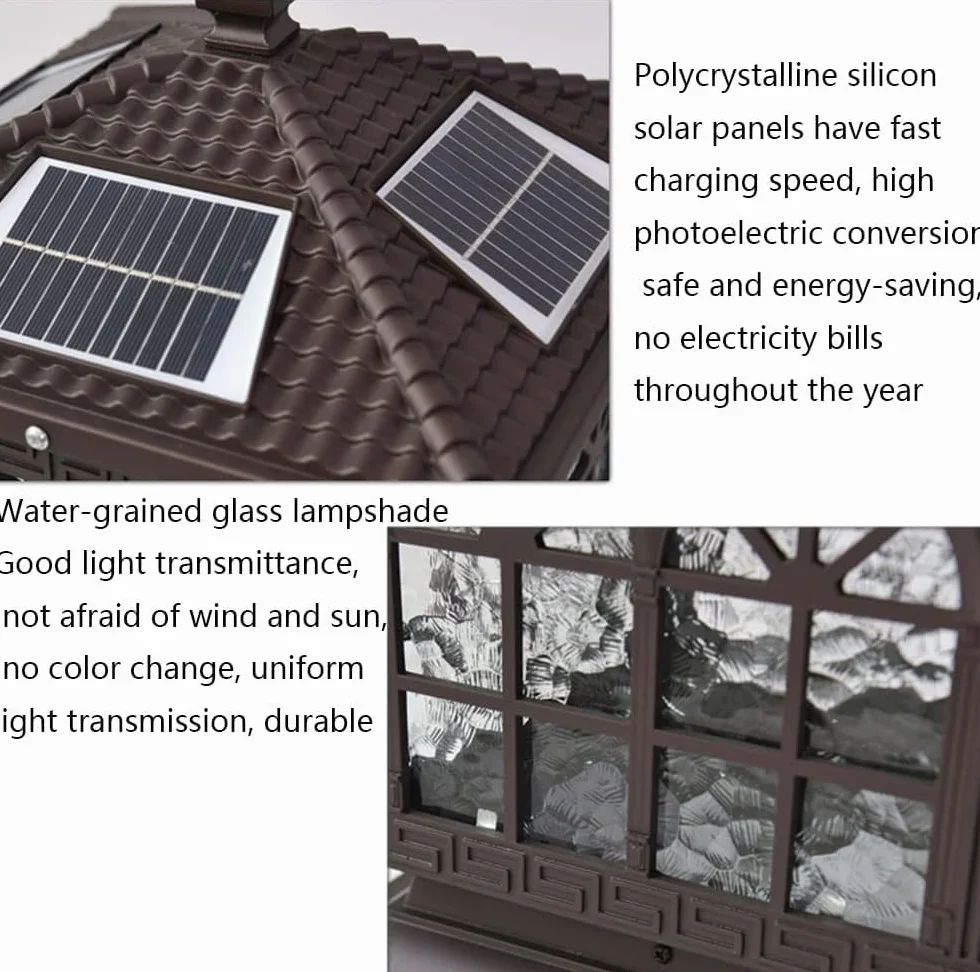 Oświetlenie solarne na słupkach, oświetlenie ogrodzeniowe, oświetlenie zewnętrzne na słupkach, oświetlenie krajobrazowe, lampy z podstawą na filarze - ogrodzenie, taras, patio(50cm)