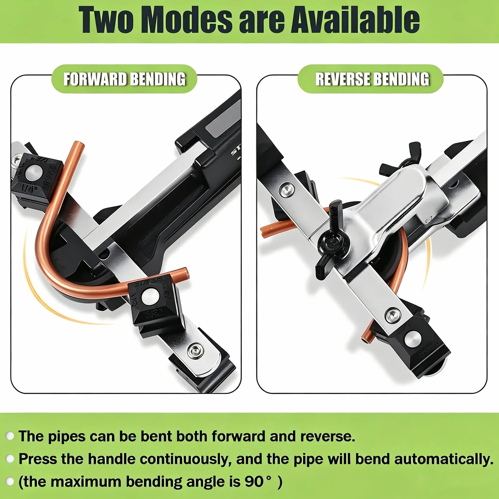 Zestaw Hydraulicznych Giętarek Do Rur, 1/4"–7/8" Zestaw Narzędzi Do Gięcia Rur Miedzianych Hvac Z 7 Matrycami I Rękawicami, Kolanko 90°, Kolano 90°, Gięcie Do Przodu I Do Tyłu Do Rur Miedzianych