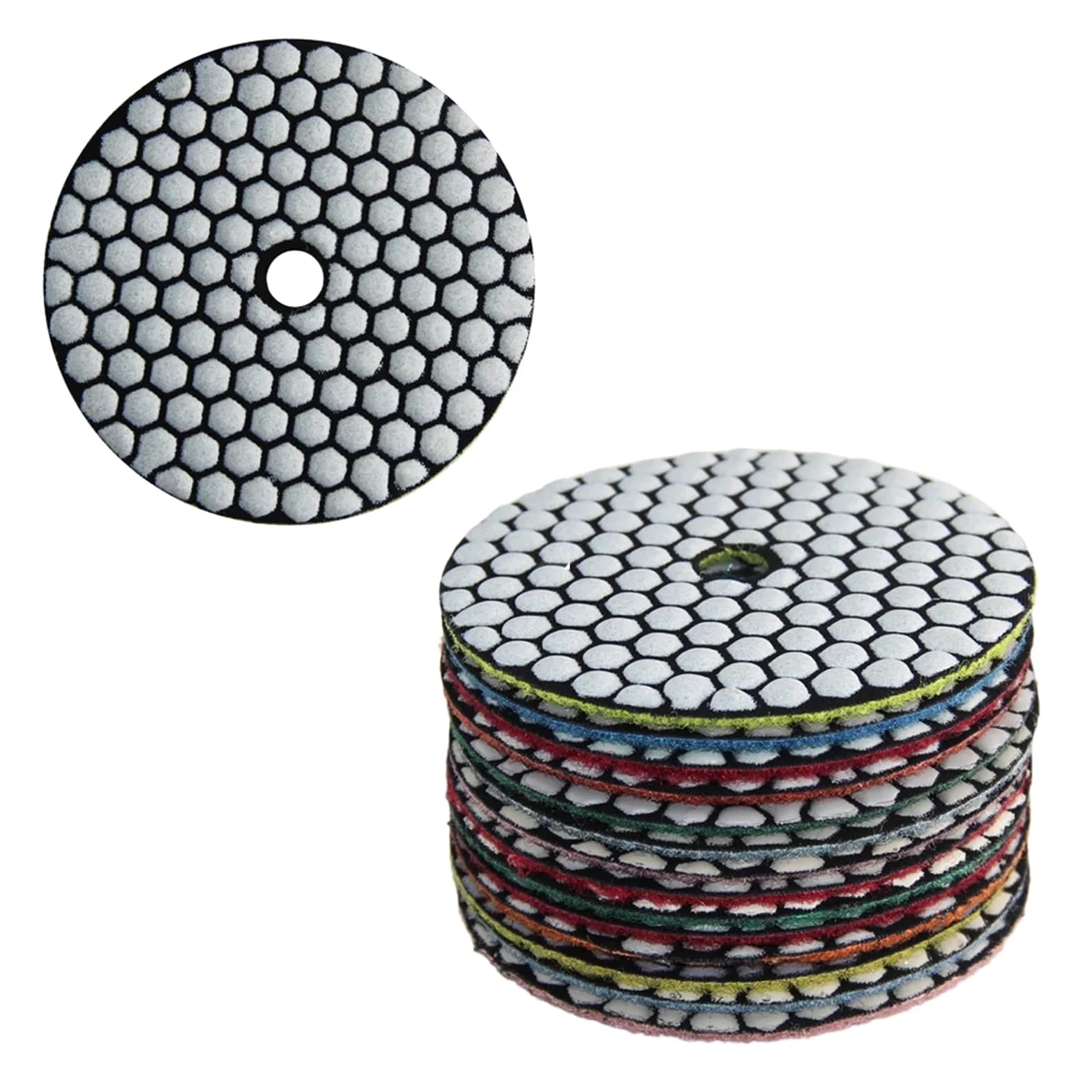 Diamentowe podkładki polerskie, 3-4 cale, żywica diamentowa, 7-ziarnista, polerowanie na sucho, gąbka, 10 sztuk, do granitu, marmuru, kamienia, ceramiki(7step and Backer Pad,3 inches)