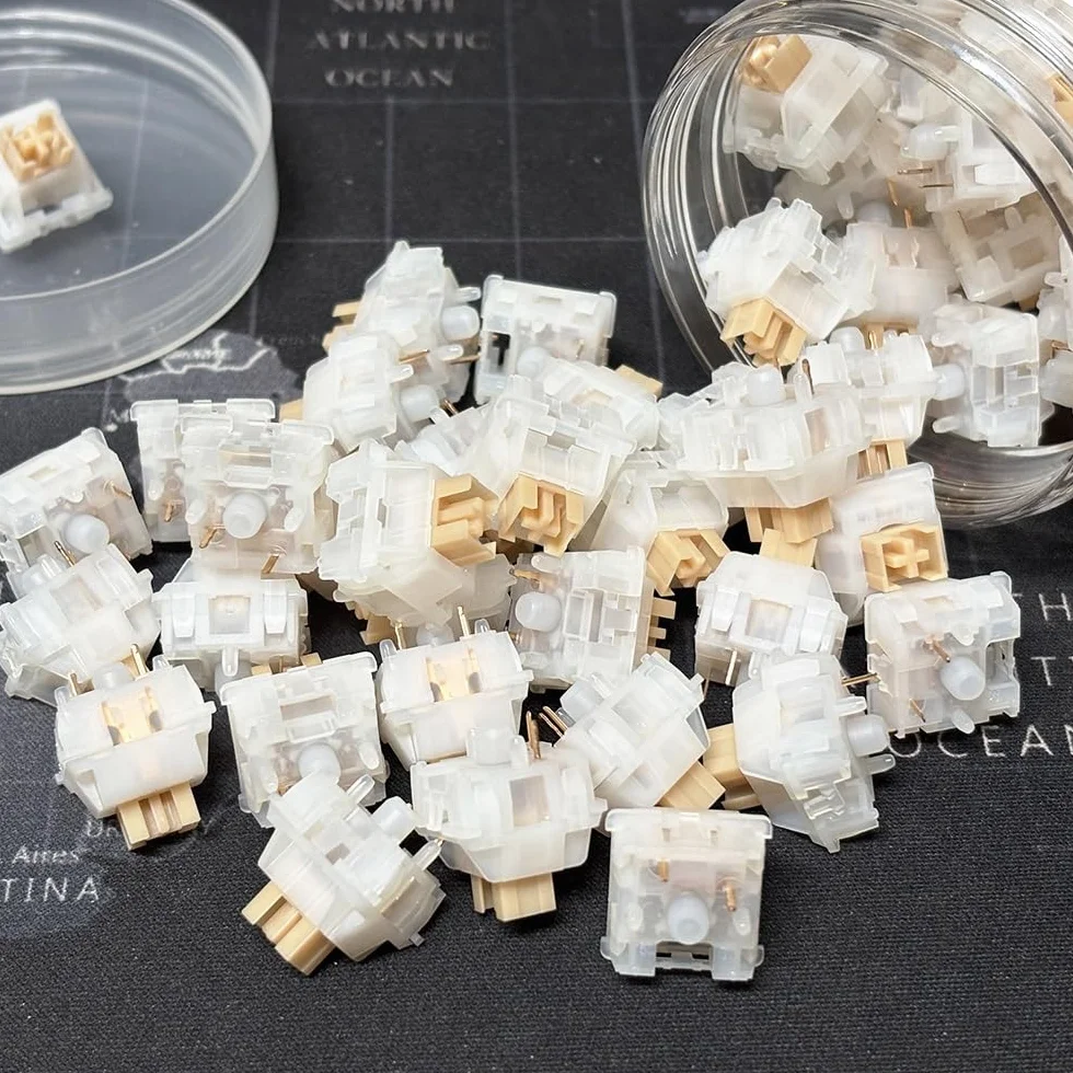 Outemu Silent Yellow Jade V2 Switch, 5Pin Pre-Lubed Silent Thocky Tactile Switch For Custom Mechanical Keyboard(30PCS)