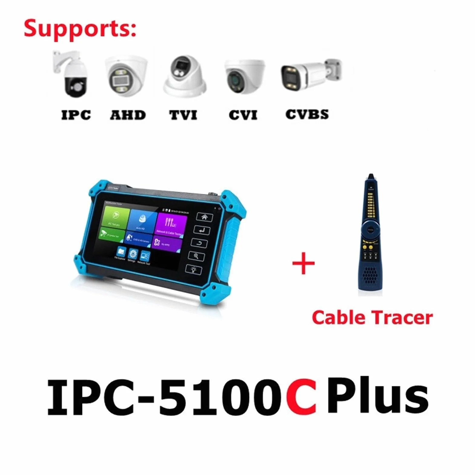 Tester CCTV, IPC-5200C Tester CCTV Plus 5,4-calowy | Z ekran dotykowy IPS 8MP IP CVI TVI AHD analogowy 5 w 1 VGA i wejście 4K HD Tester kamery IP do testowania kamer CCTV i IP.