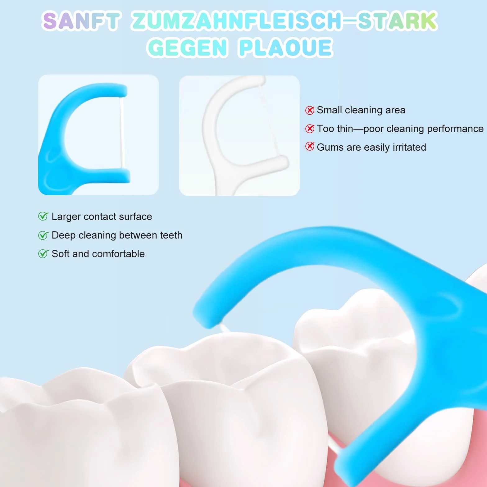 VOSSOT Patyczki z nicią dentystyczną dla dzieci, z nicią dentystyczną, z nicią dentystyczną, zwierzęta, design, odpowiedni dla dzieci, 4 kształty zwierząt, kolorowe kolory