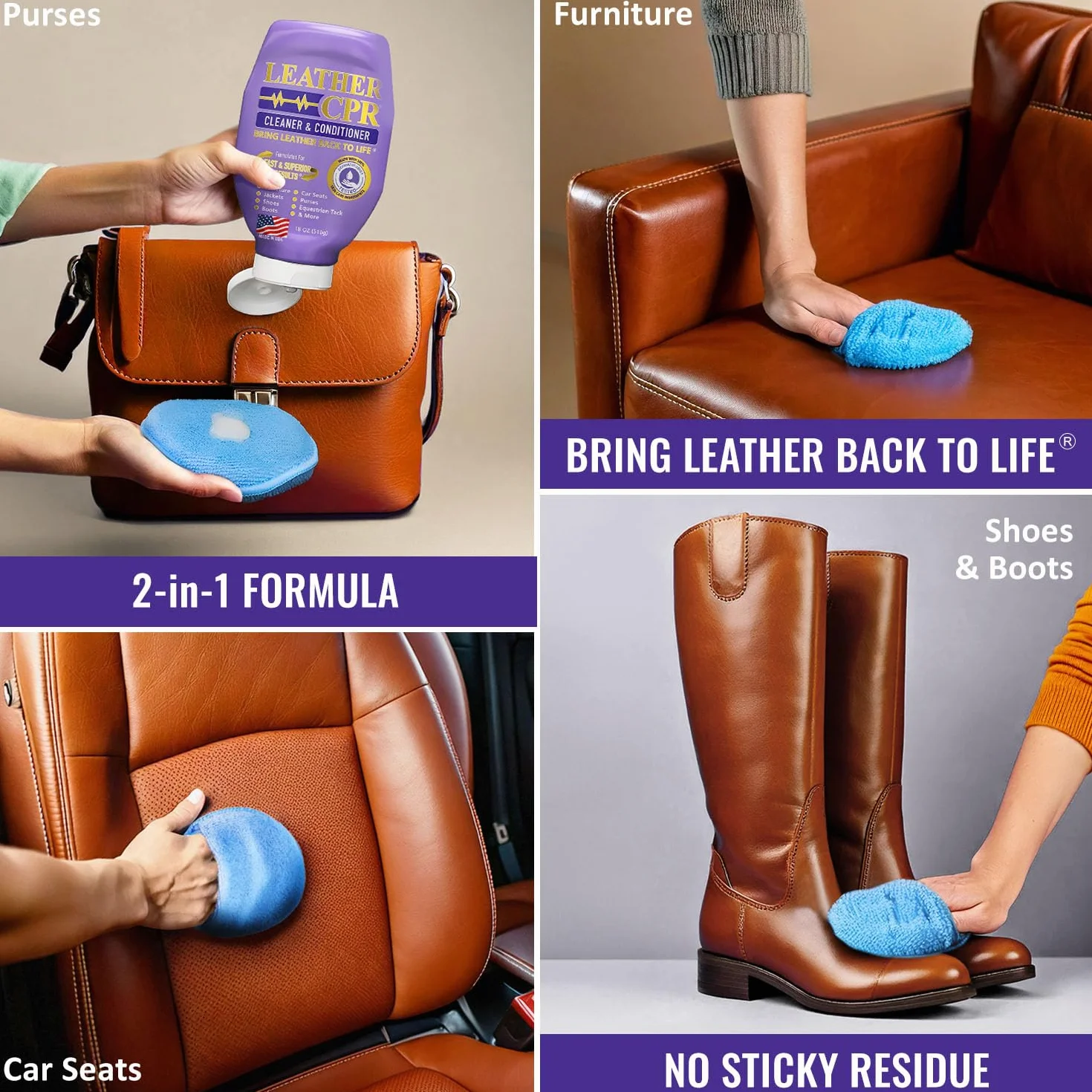 CPR Cleaning Products Leather 510.3 g Bottle – testowany dermatologicznie, w 100% wolny od podrażnień środek czyszczący i odżywka do skóry do domu,