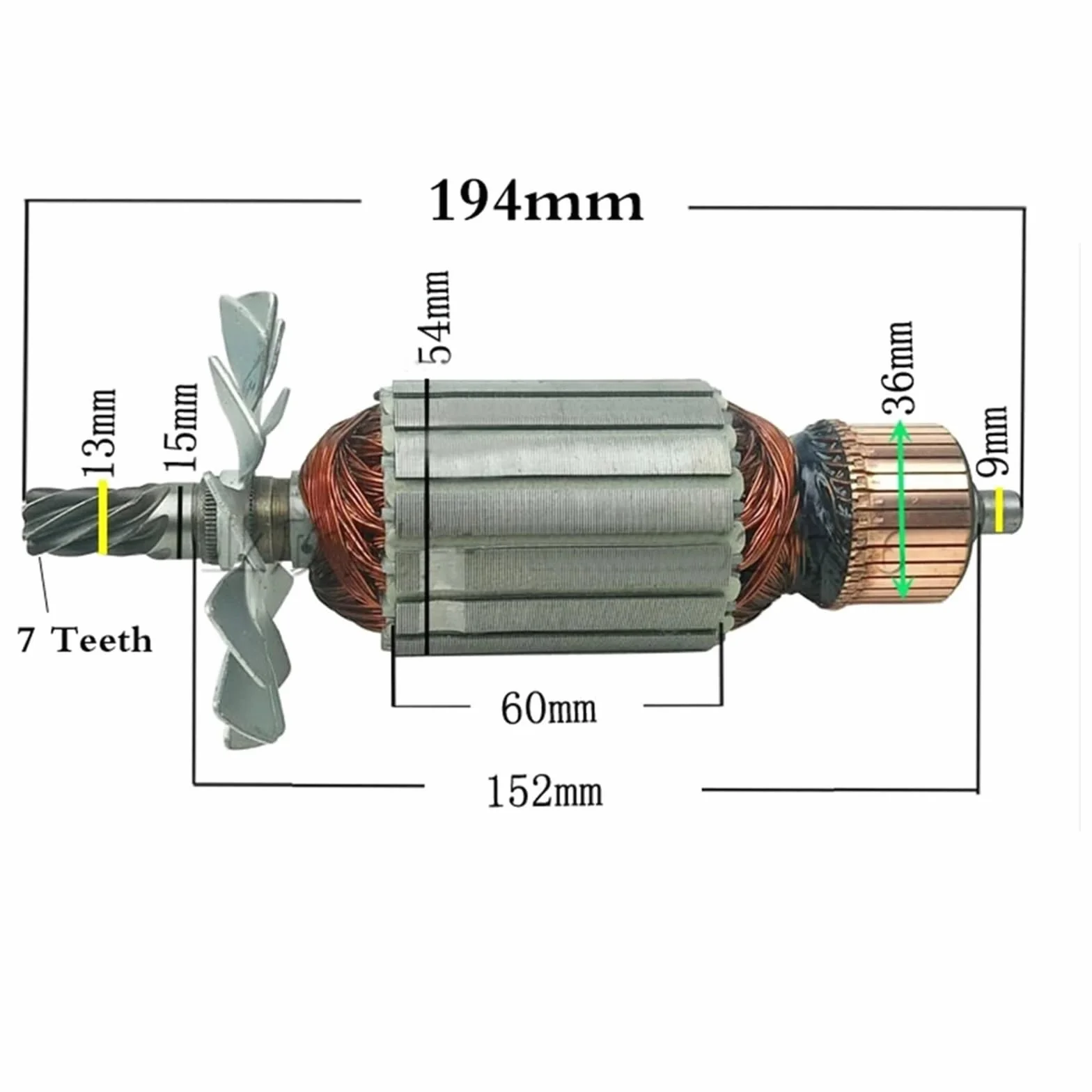DUNLAP Wymień 7-zębowy wirnik wirnika AC 220-240 V do 516563-1 516564-9 2414B 2414NB Akcesoria do elektronarzędzi