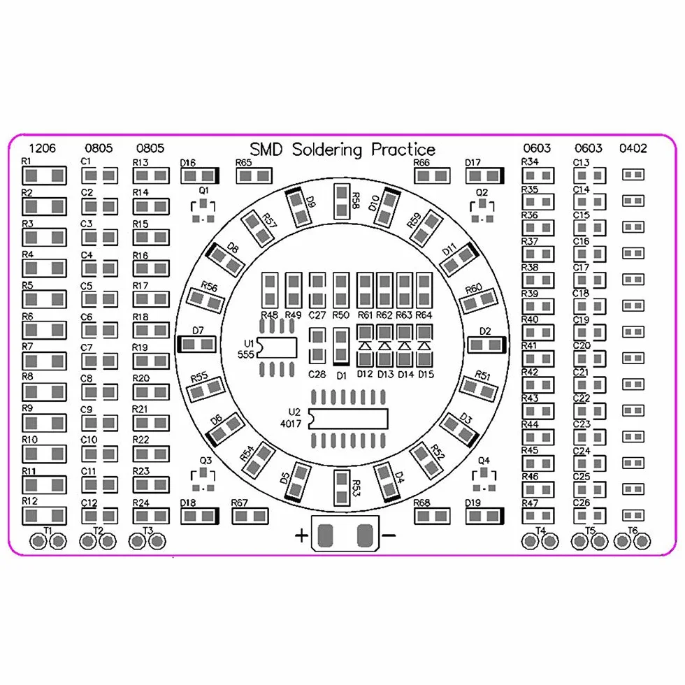 SMD zestaw do ćwiczeń lutowania DIY SMD SMT komponenty CD4017 obrotowy NE555 - ćwiczenia lutowania deska do ćwiczeń DIY