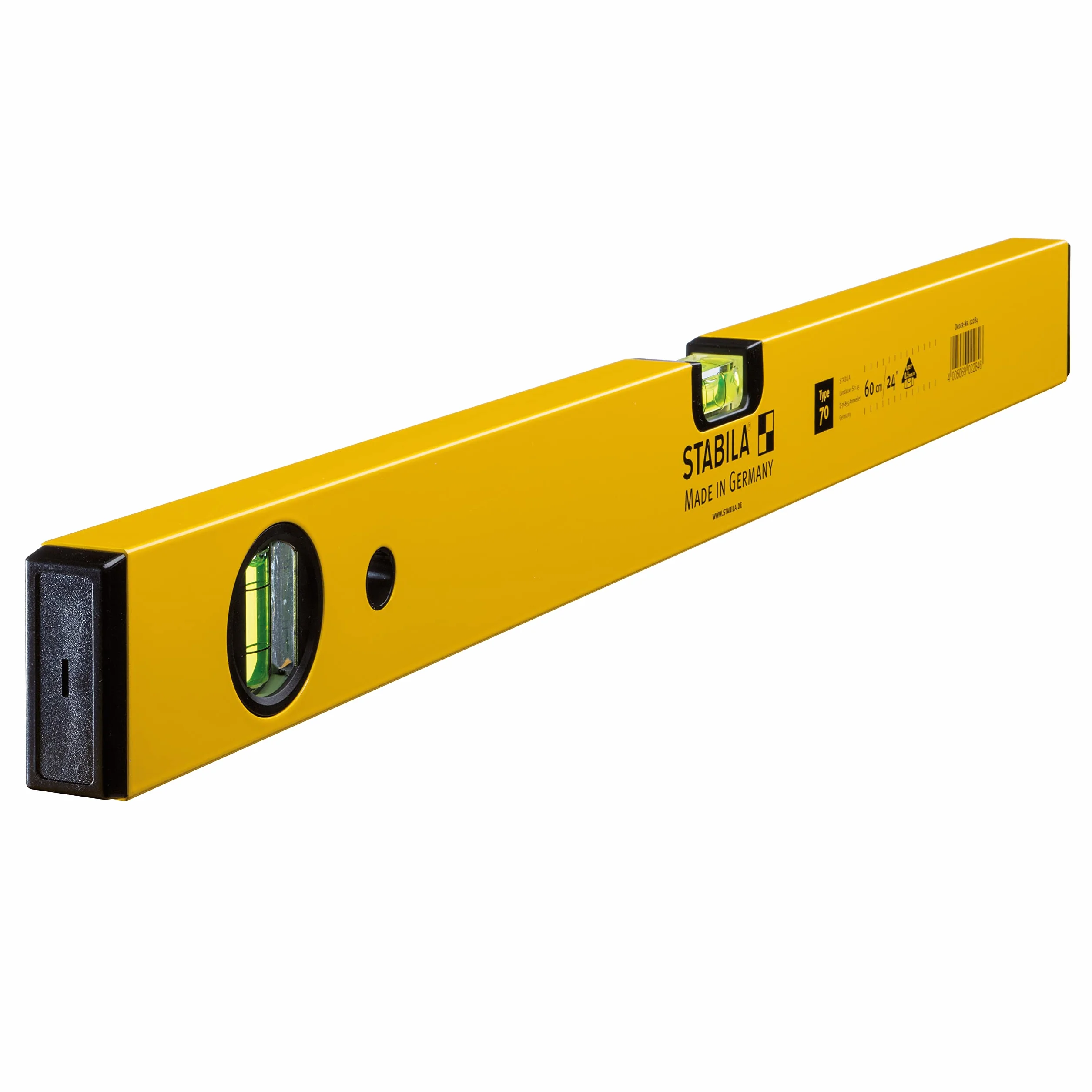 STABILA Poziomica typu 70, 60 cm, lekki profil aluminiowy, 1 pozioma libela, 1 libela pionowa, Made in Germany