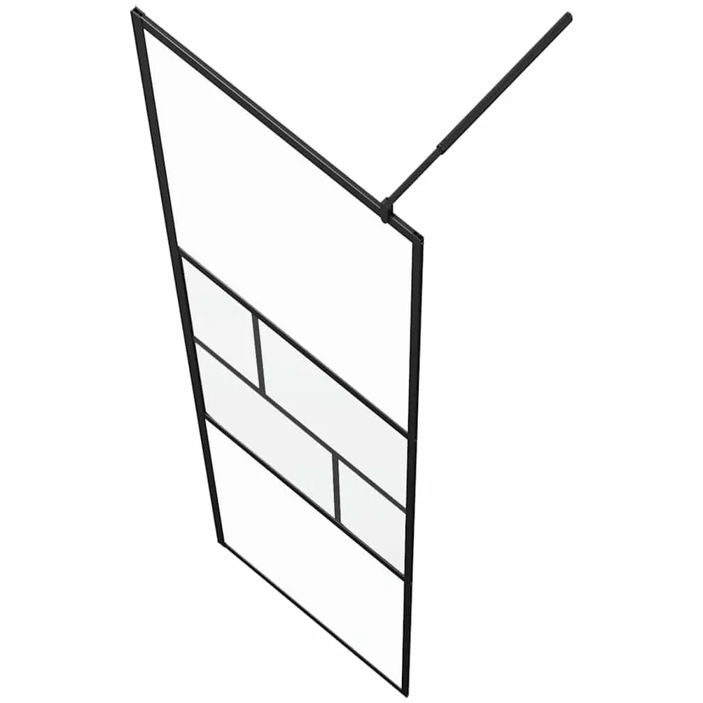 Ścianka prysznicowa Walk-in czarna ze szkła i aluminium, 90 x 195 x 0,5 cm, ścianka prysznicowa ze szkła i aluminium, ochrona przed pryskaniem, ścianka boczna do łazienki, ścianka działowa do