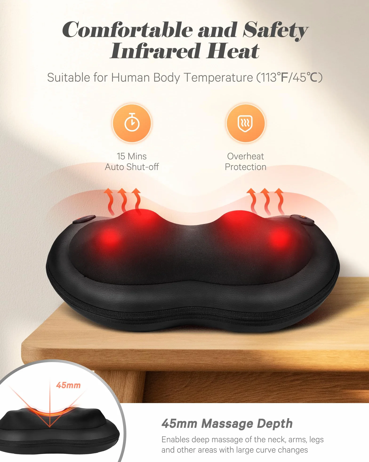 Poduszka do masażu Shiatsu z podgrzewaniem 3D na szyję i plecy