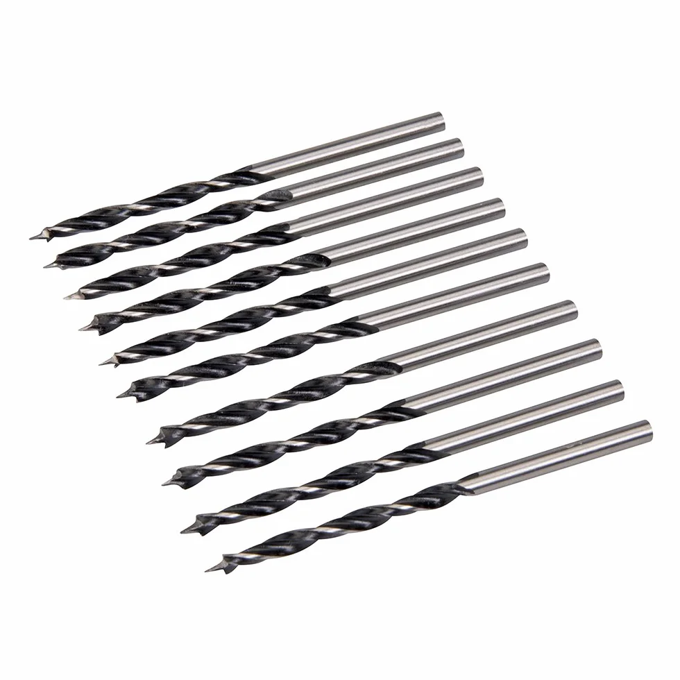 Silverline 612120 Wiertła do warg i ostrogi 3 mm, opakowanie 10 sztuk
