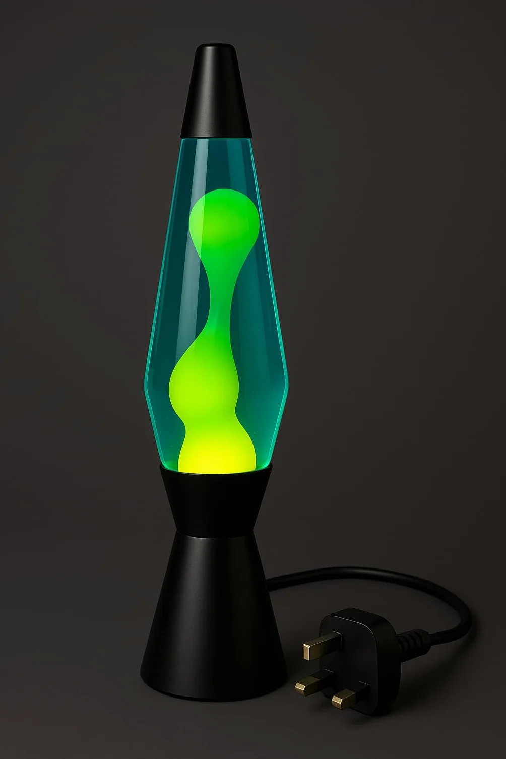 I-TOTAL - Lampa lawowa LED z woskowym rezystorem grzewczym, bez żarówki (czarna podstawa, ciecz zielona, 36 cm)