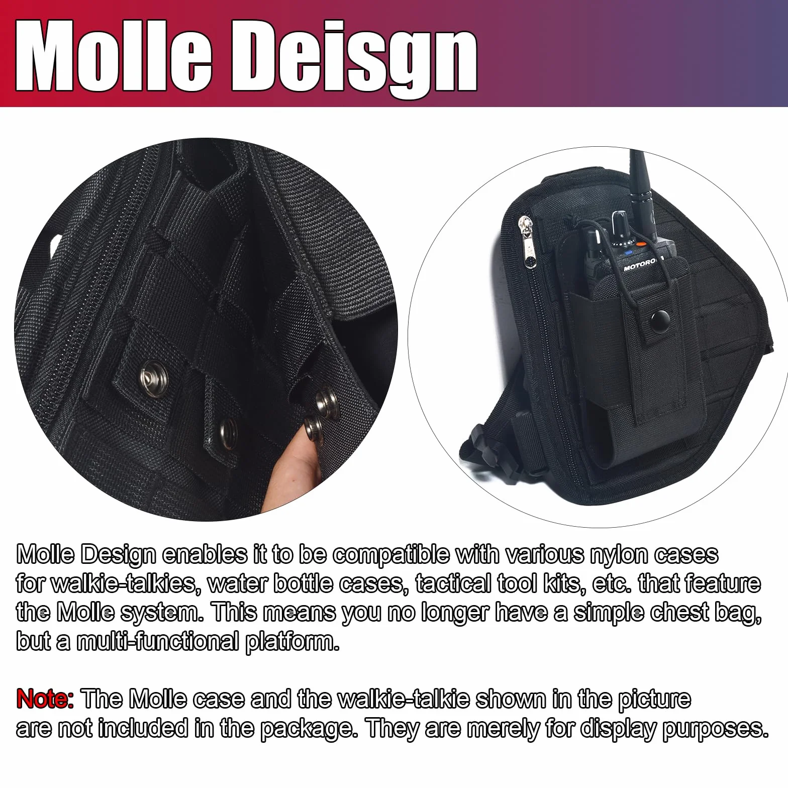 Uniwersalna torba Molle Pouch, nylonowy uchwyt z systemem Molle, torba na klatkę piersiową, do użytku na zewnątrz, wojskowych, do wędrówek pieszych