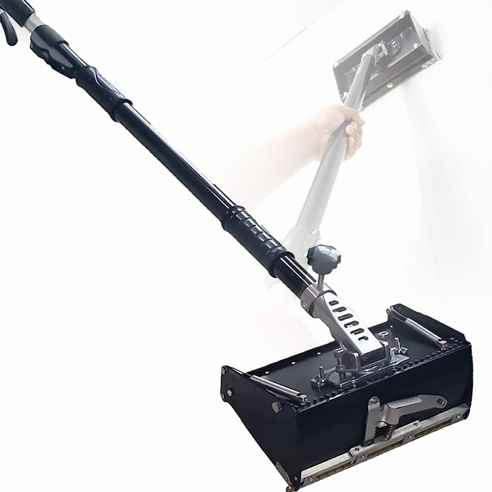 Płaskie pudełko do wykańczania płyt kartonowo-gipsowych z przedłużeniem uchwytu 127-163 cm, profesjonalne narzędzie do gładkiego wykończenia blach i płyt ściennych, idealne do projektów budowlanych i