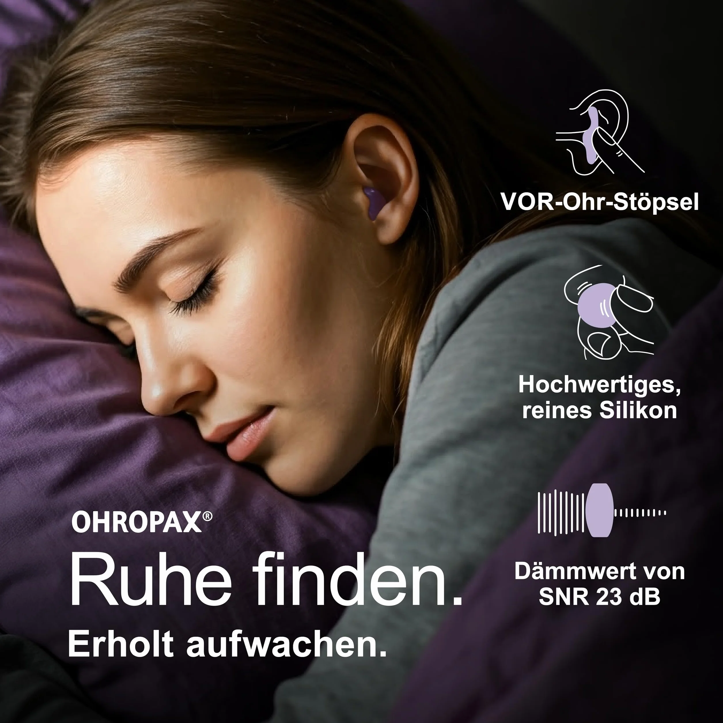 OHROPAX Zatyczki do uszu Good Night – silikonowe, SNR 23 dB, do spania