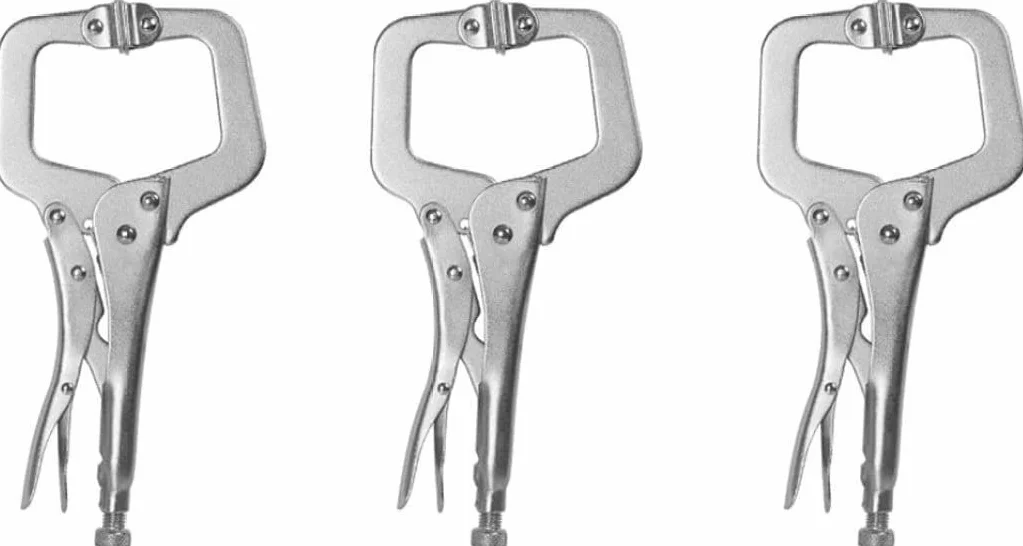 Zaciski spawalnicze z blokadą C, Szczypce zaciskowe C-Clamp Multitools Grip do spawania, 11 cali, srebrne, opakowanie 3 szt.