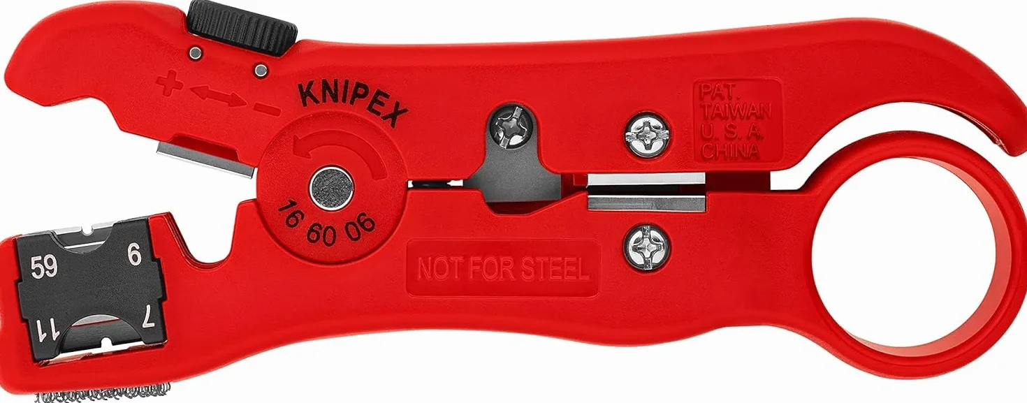 KNIPEX Narzędzie do ściągania izolacji z kabli koncentrycznych i teleinformatycznych 125 mm, 16 60 06 SB