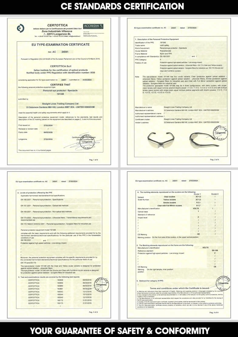 BIFOKALE voltX 'Constructor' okulary ochronne z funkcją czytania (+ 1.0 - +3,0 przezroczystych dioptrii, żółto-szare) z certyfikatem CE EN166f / okulary sportowe dla rowerzystów