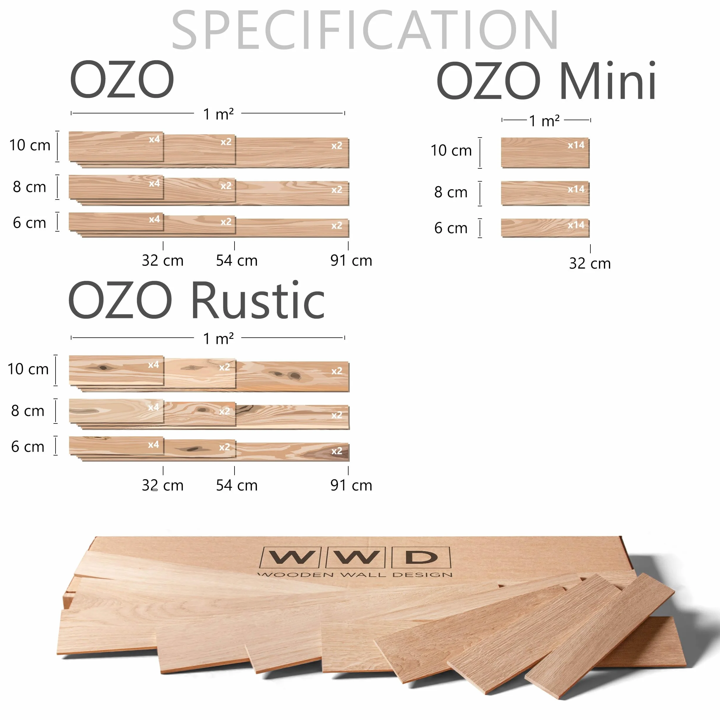 Dębowa okładzina ścienna, panele ścienne 3D, drewniana ściana, model OZO, rustykalna, 1 m2