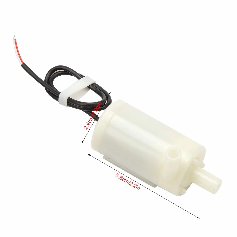 Pozioma Pompa Zatapialna - DC 3V/5V/6V Ziemnowodna Pompa Zanurzeniowa, Mała Pompa Zanurzeniowa do Stawu Fontannowego, Wylot 5mm, Podnoszenie 40-110cm, Przepływ 80-120L/h