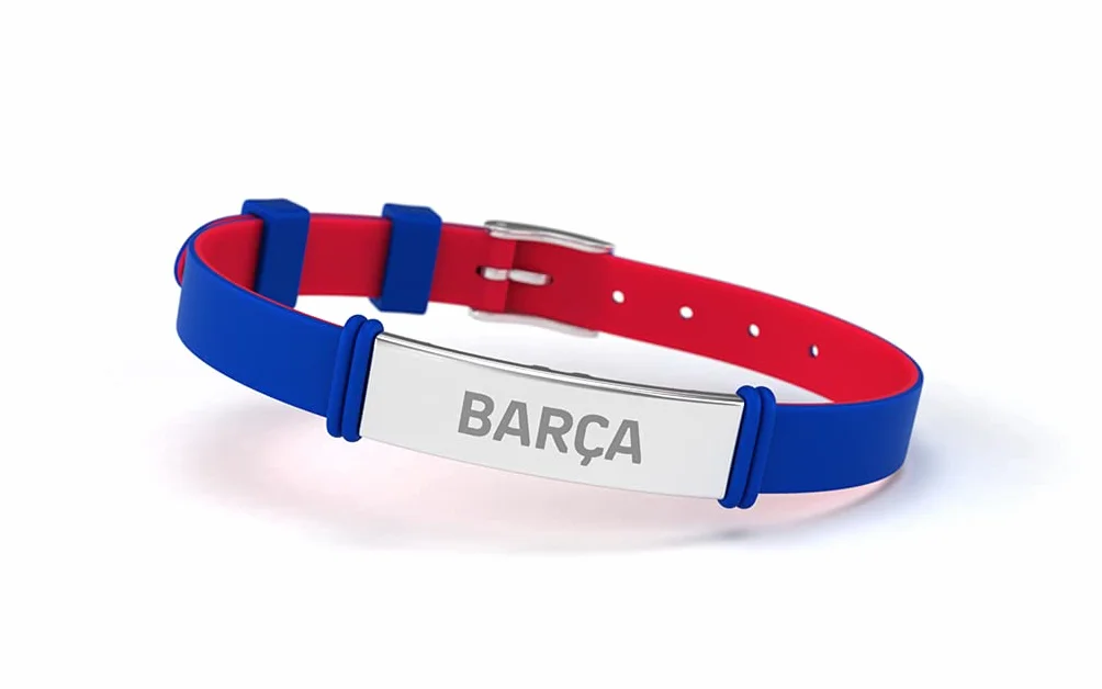 Fashion Blue Barca Regulowana bransoletka dla mężczyzn, kobiet i dzieci | Bransoletka Barca z silikonu i stali nierdzewnej | Wspiera FCBarcelona oficjalnym produktem Culé | FCB,
