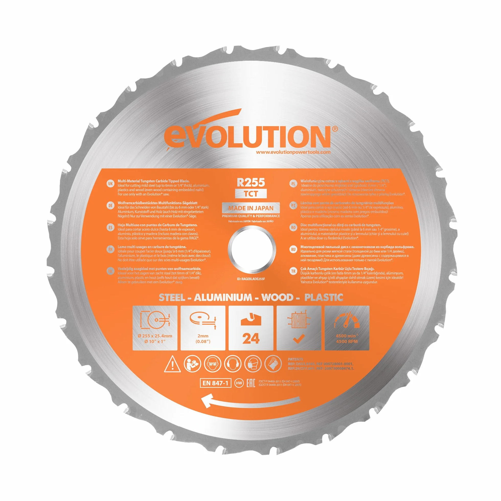 Evolution Power Tools Tarcza RAGEBLADE210MULTI R210TCT TCT 210 mm do drewna metalu plastiku