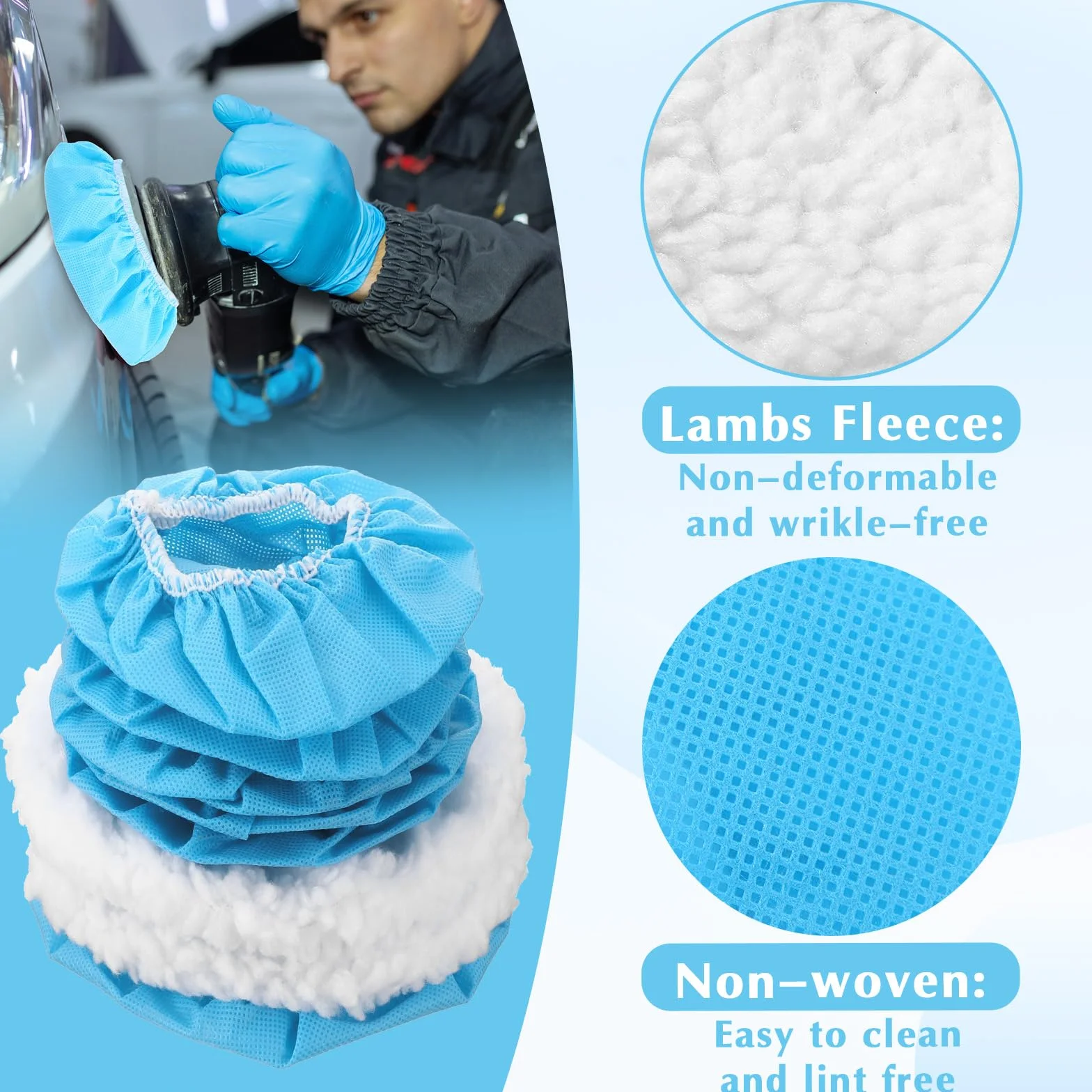 8 sztuk masek polerskich do samochodu Bonnet zestaw podkładek polerskich z miękkiej mikrofibry do masek silnika, bawełnianych masek woskowych, padów polerskich, do wielokrotnego użytku, do woskowania