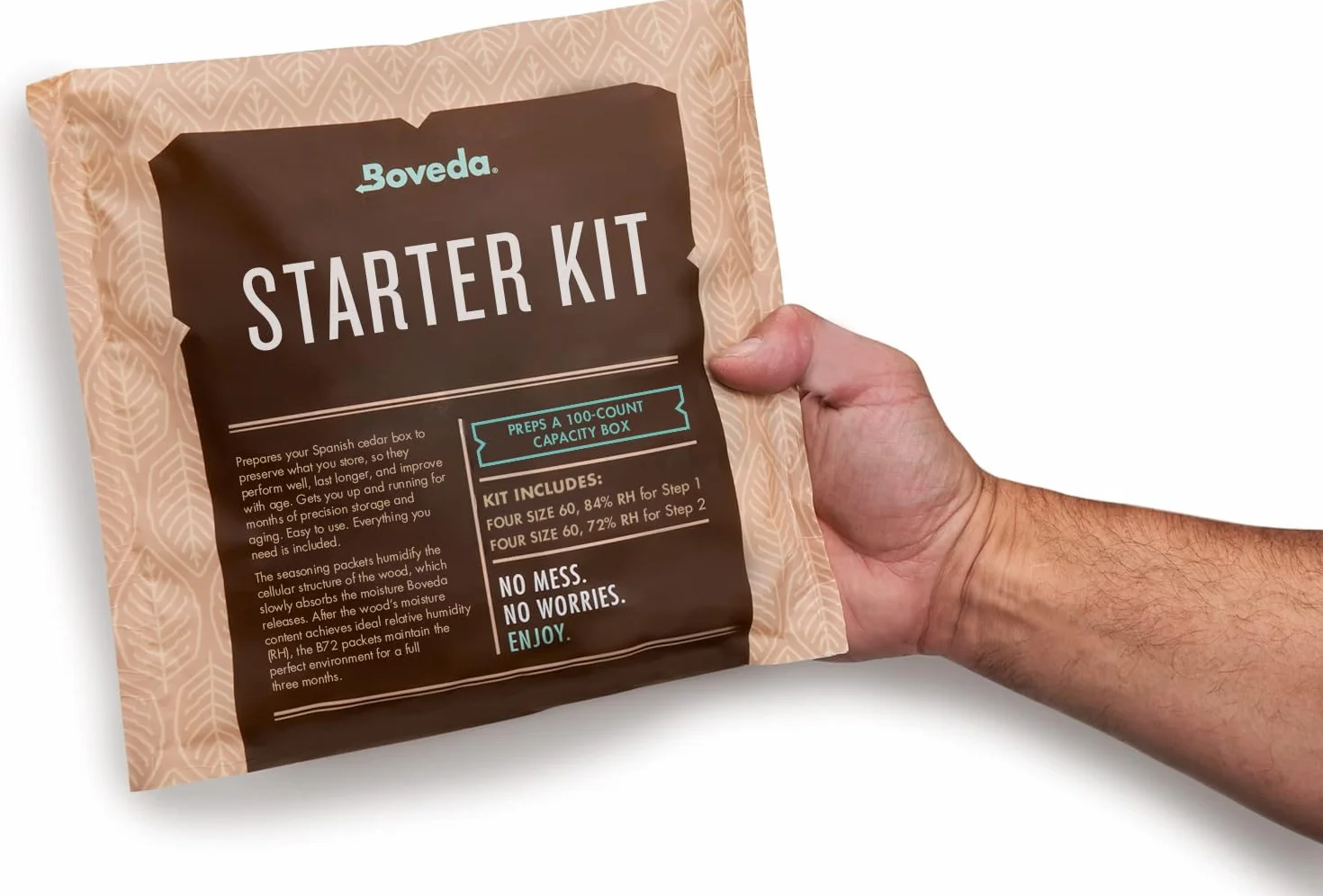 Zestaw startowy Humidor (duży) – dopraw do swojego drewnianego pojemnika plus utrzymuj wilgotność dzięki 2-kierunkowej kontroli wilgotności Boveda