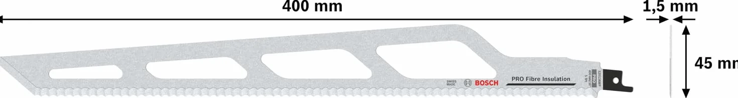 Bosch 1x Brzeszczot do piły szablastej PRO Fibre Insulation S2013AWP (do Wełna mineralna, Wełna mineralna, Długość 400 mm, Professional Akcesoria Piła szablasta)