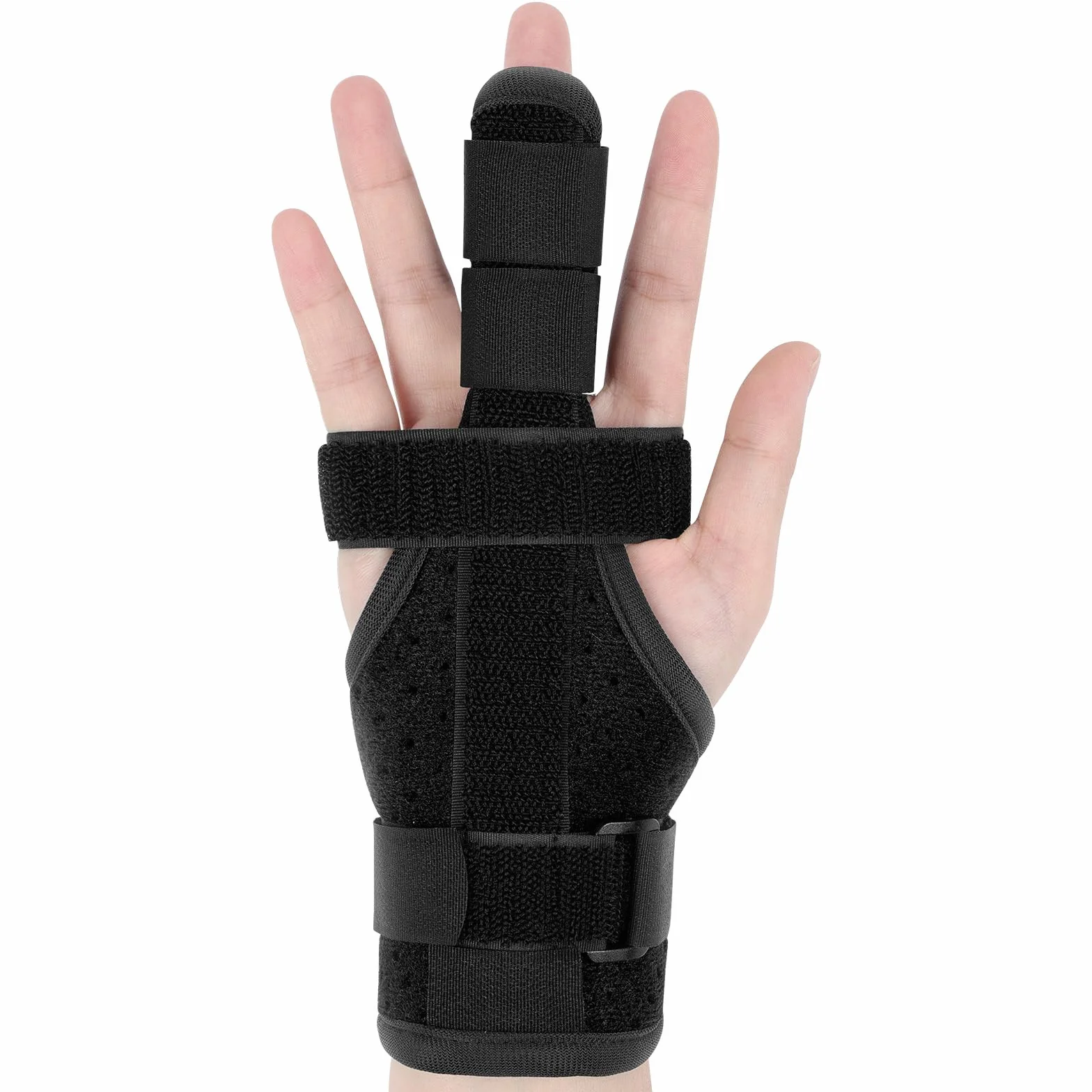 flintronic szyna na palec, 1 szt. Regulowana orteza kciuka, orteza na palec z aluminiową podporą do palca skorpiona, palca młotka, artretyzmu, palca szczypającego, RSI (Czarny B)