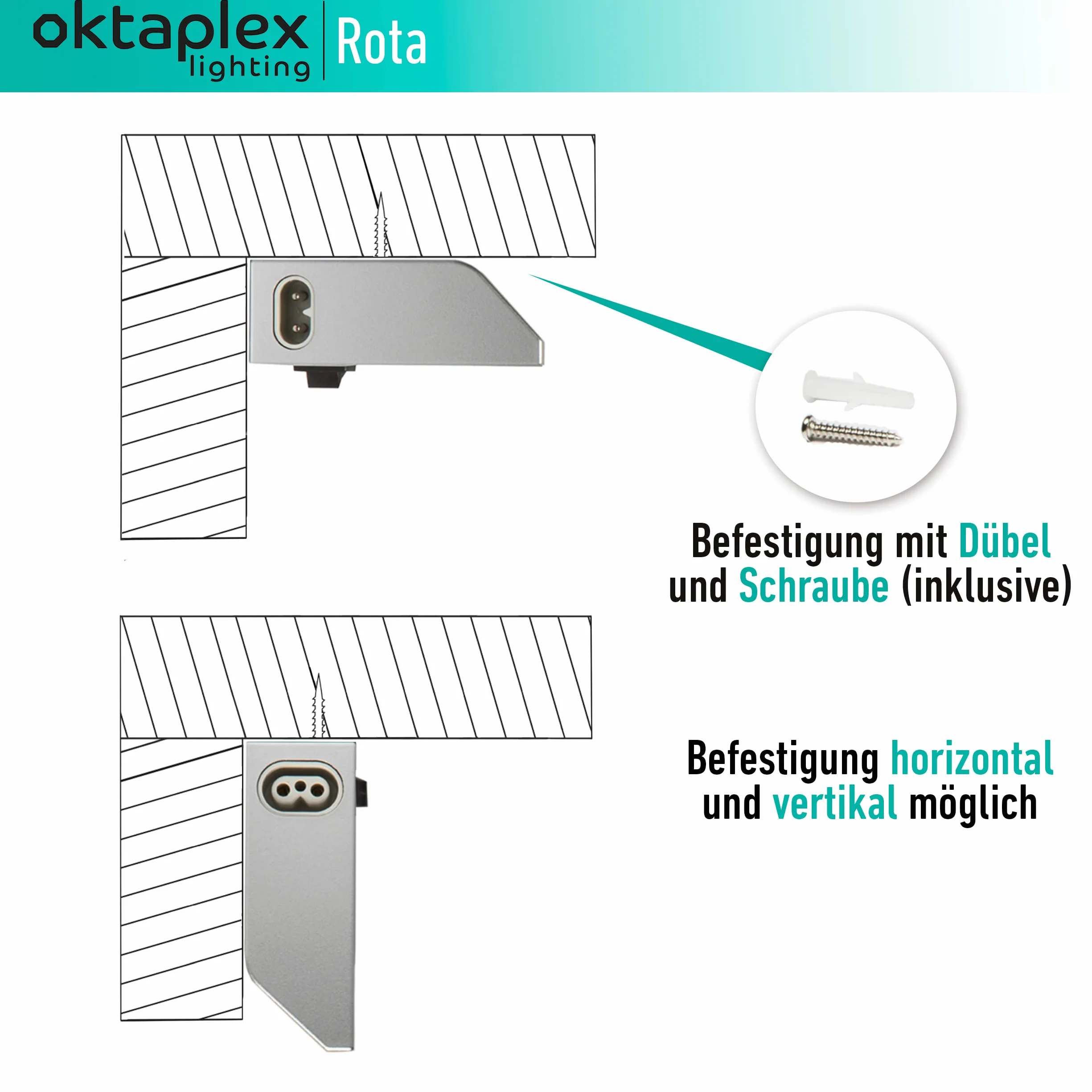 Oktaplex lighting Lampa podszafkowa kuchnia LED aluminium 15 W 230 V neutralna biel 4000 K 90 cm obrotowa lampa podszafkowa Rota 1200 lm listwa LED z przełącznikiem